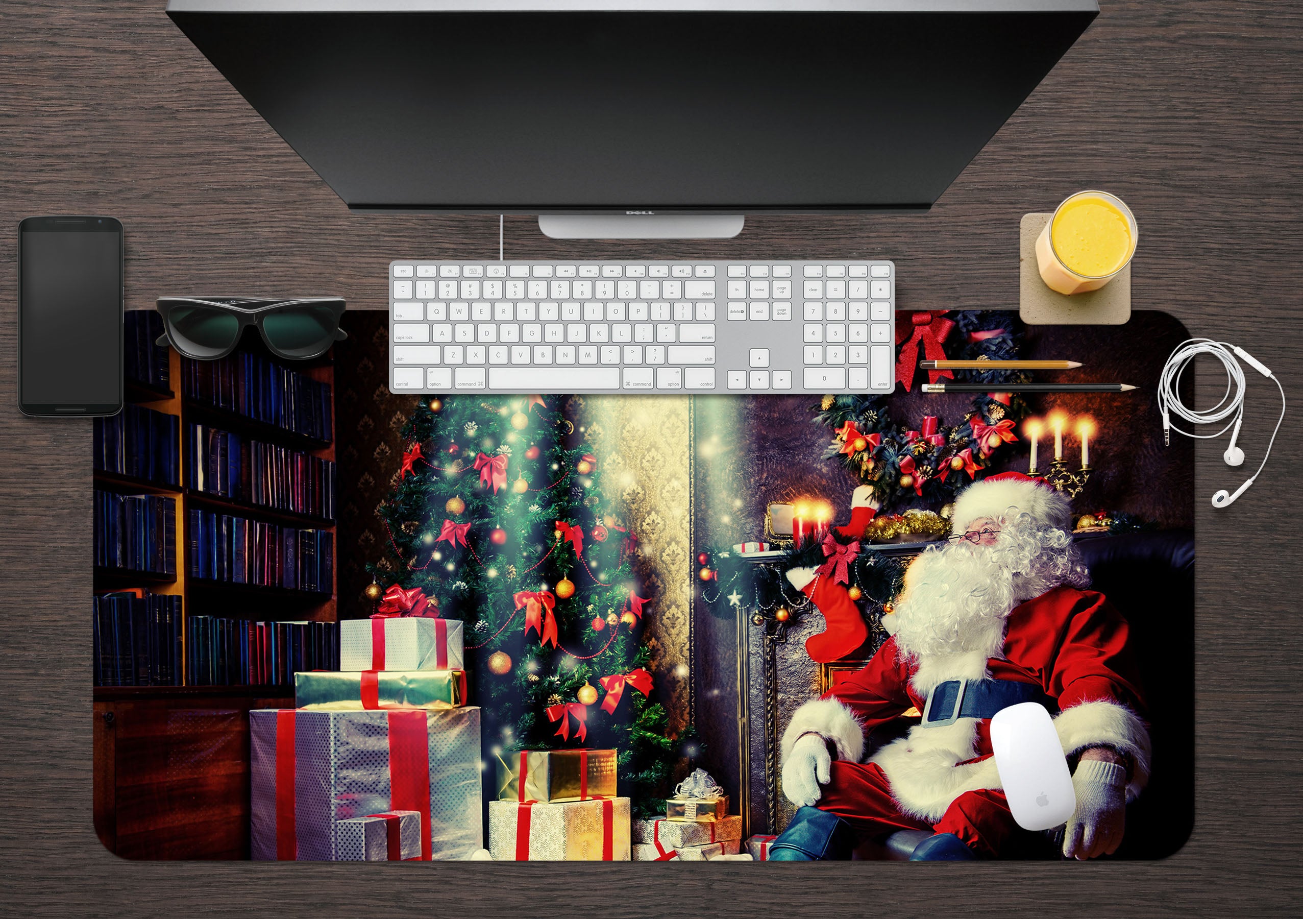 3D Tree Santa Claus 53167 Christmas Desk Mat Xmas