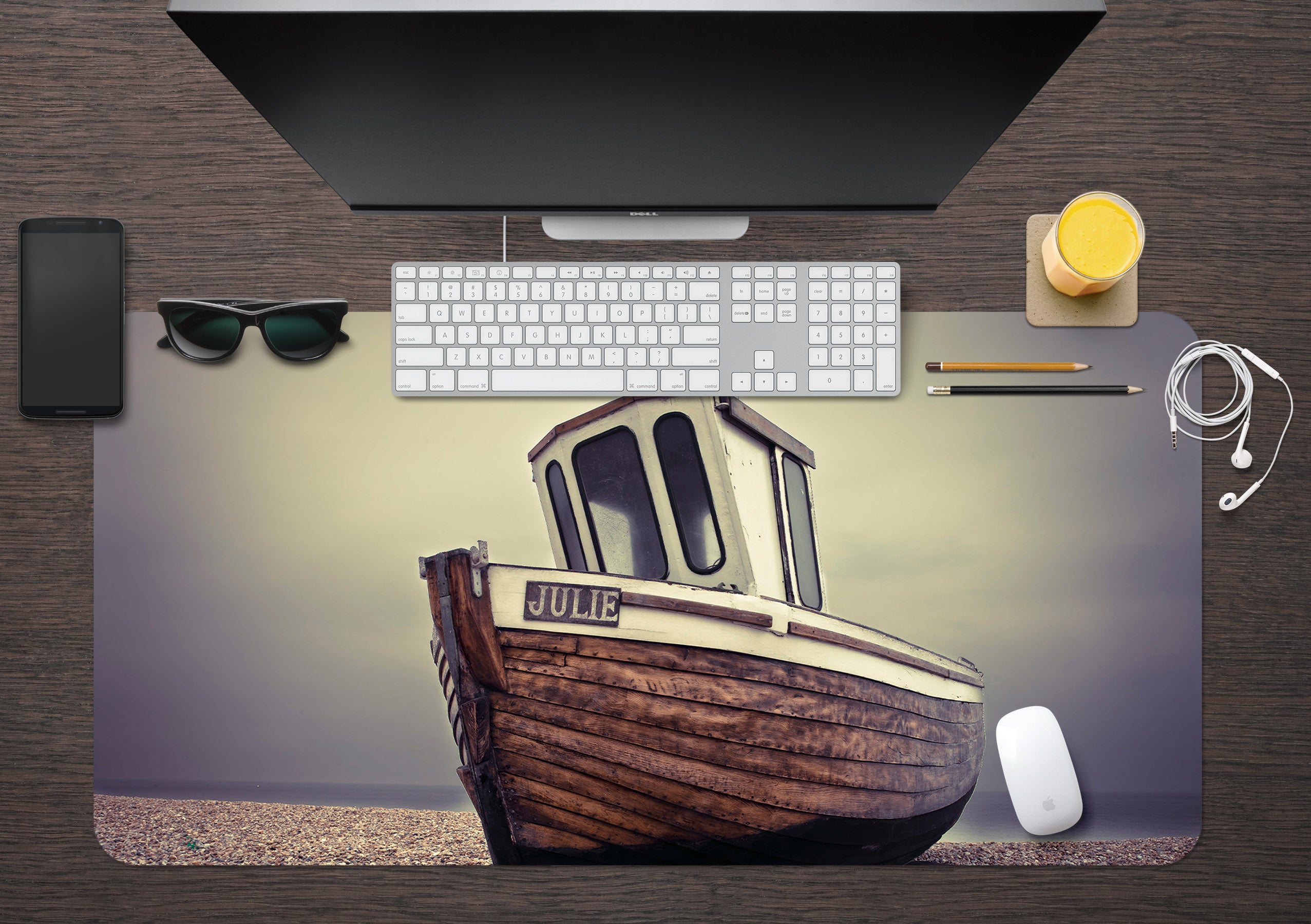 3D Seaside Boat 7708 Assaf Frank Desk Mat