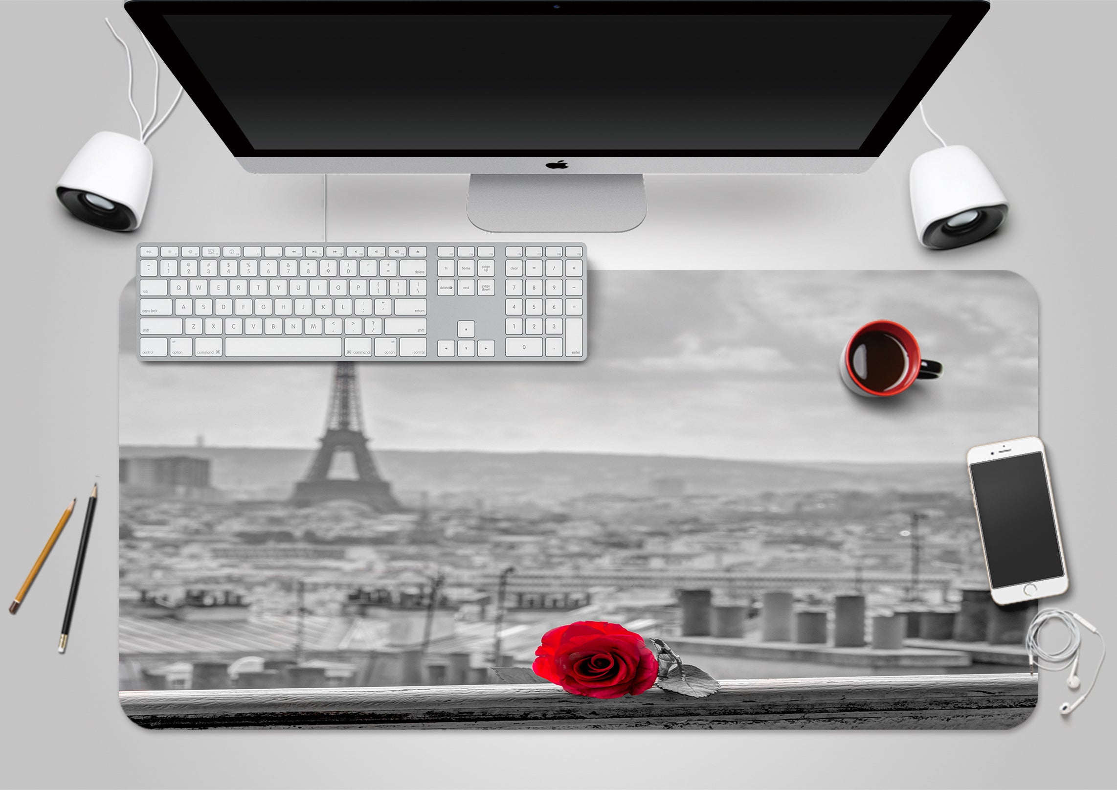 3D Eiffel Tower Rose 12403 Assaf Frank Desk Mat