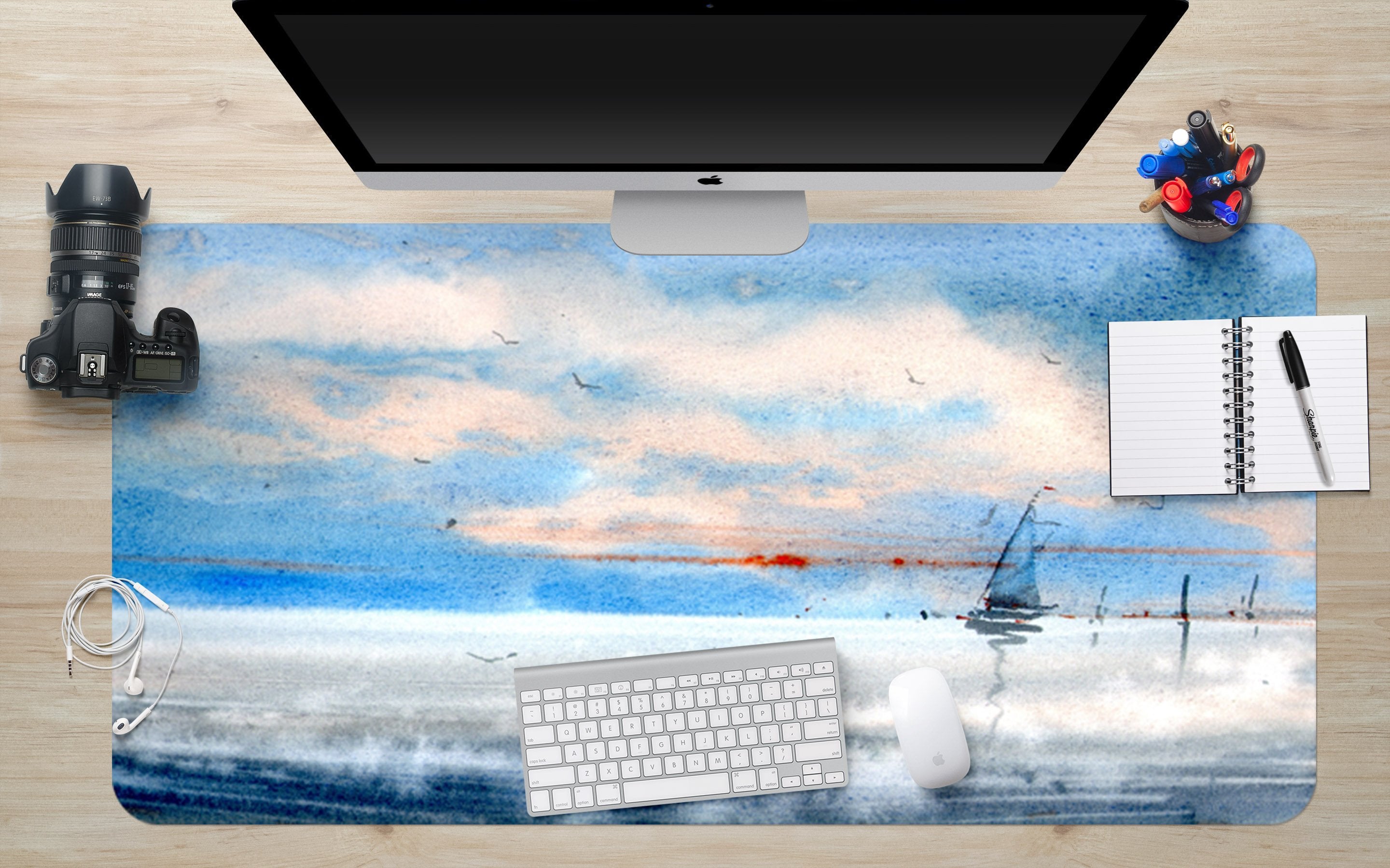 3D Sky Boat 057 Desk Mat Mat AJ Creativity Home 