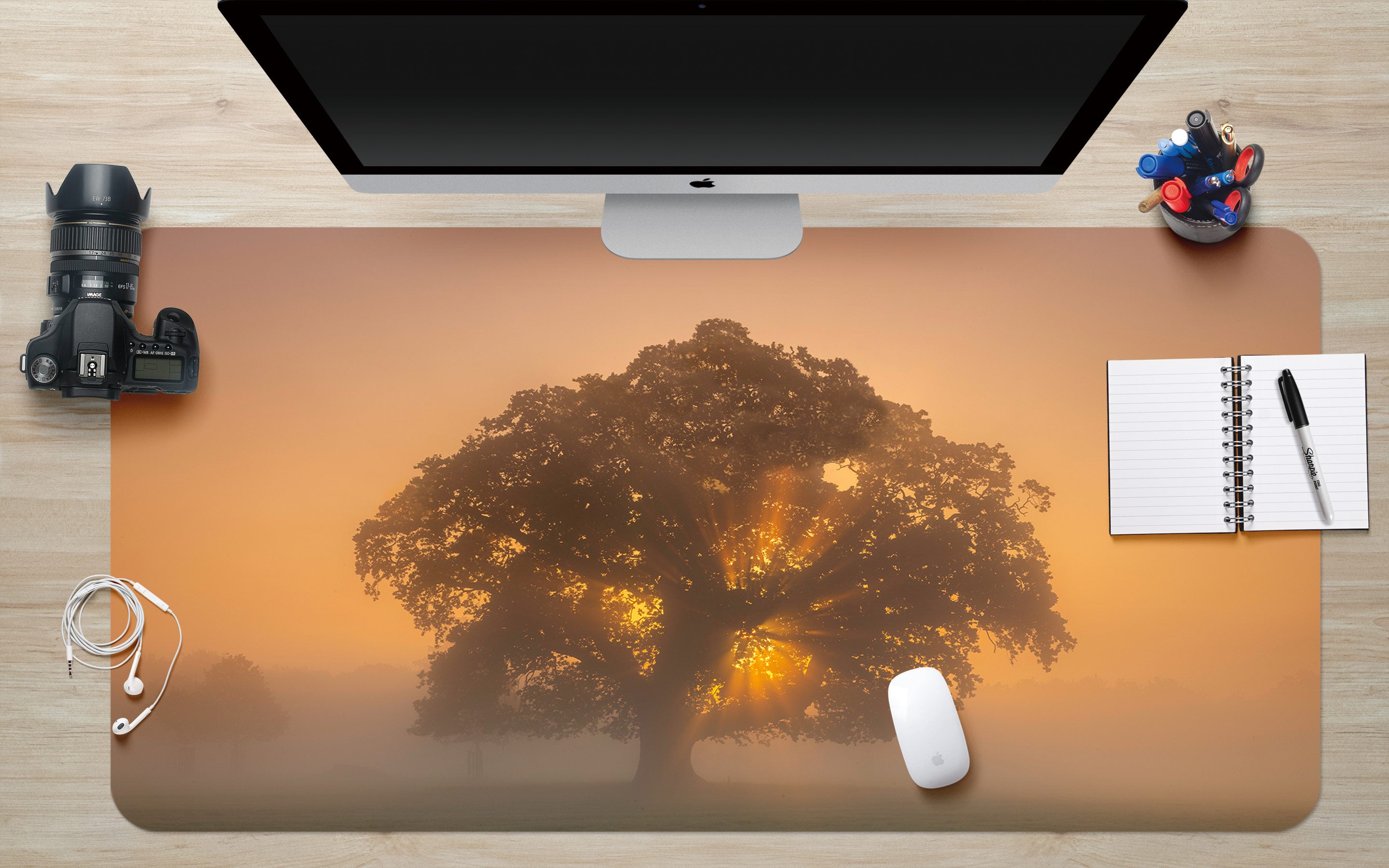3D Tree Fog 12417 Assaf Frank Desk Mat