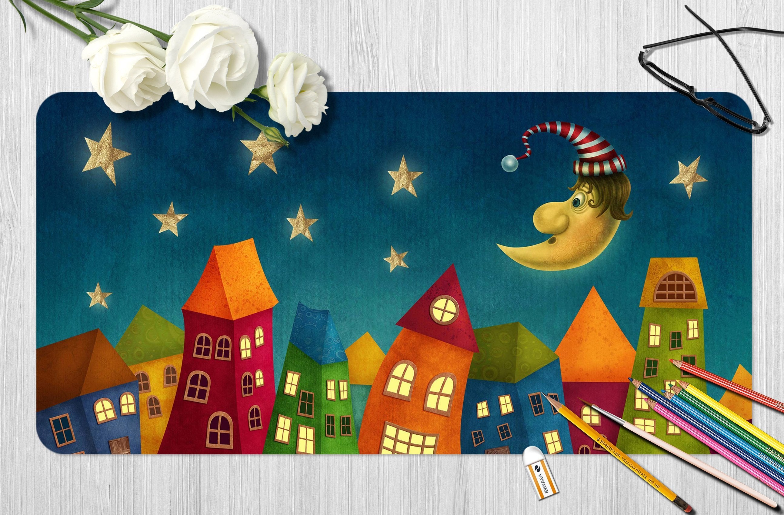 3D Cartoon Moon 199 Desk Mat Mat AJ Creativity Home 