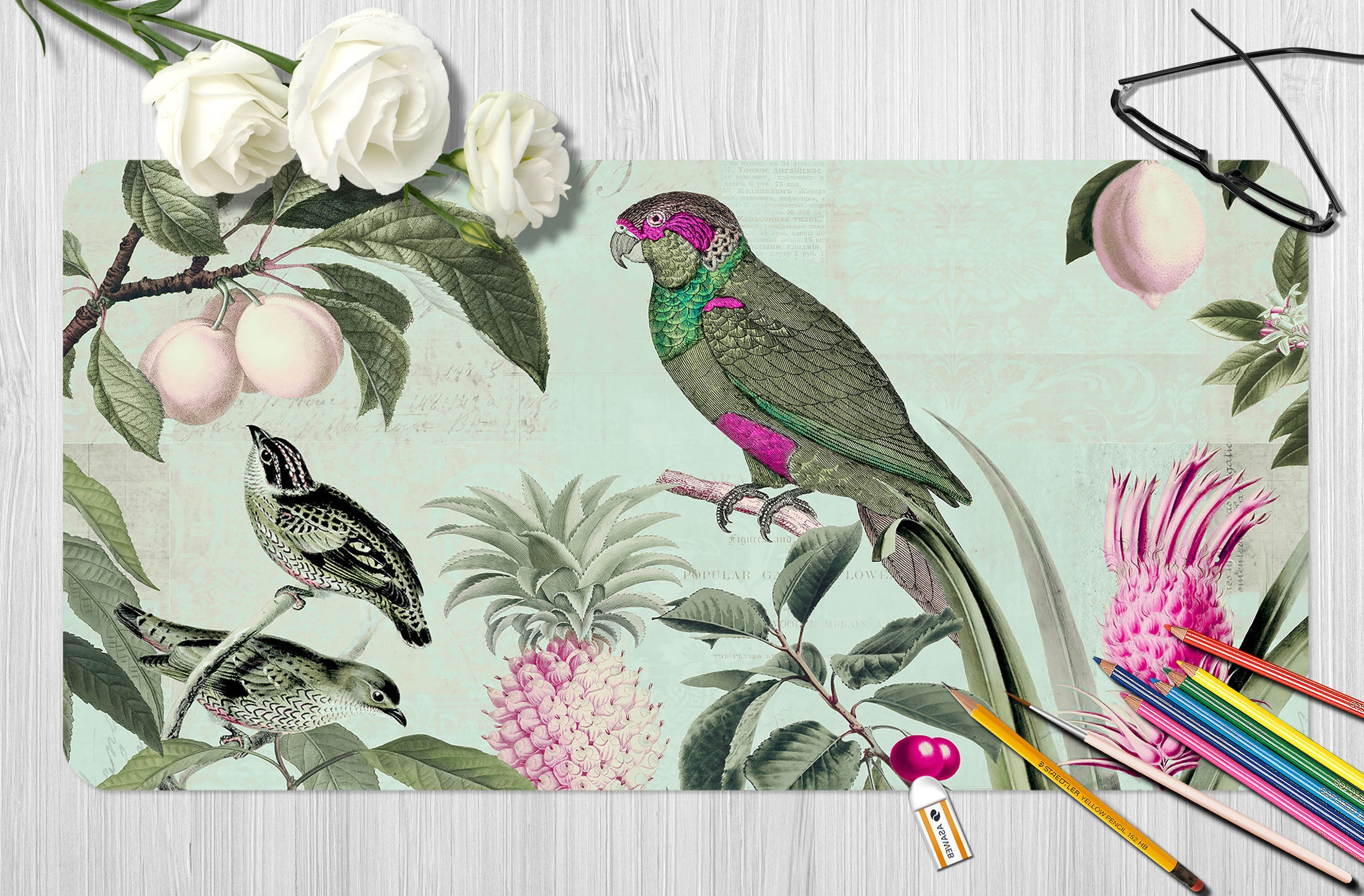 3D Parrot Fruit 999 Andrea Haase Desk Mat