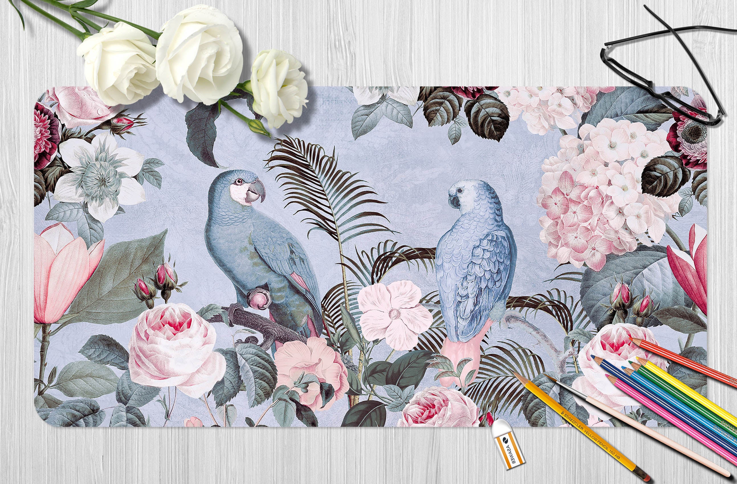3D Branch Parrot 5229 Andrea Haase Desk Mat