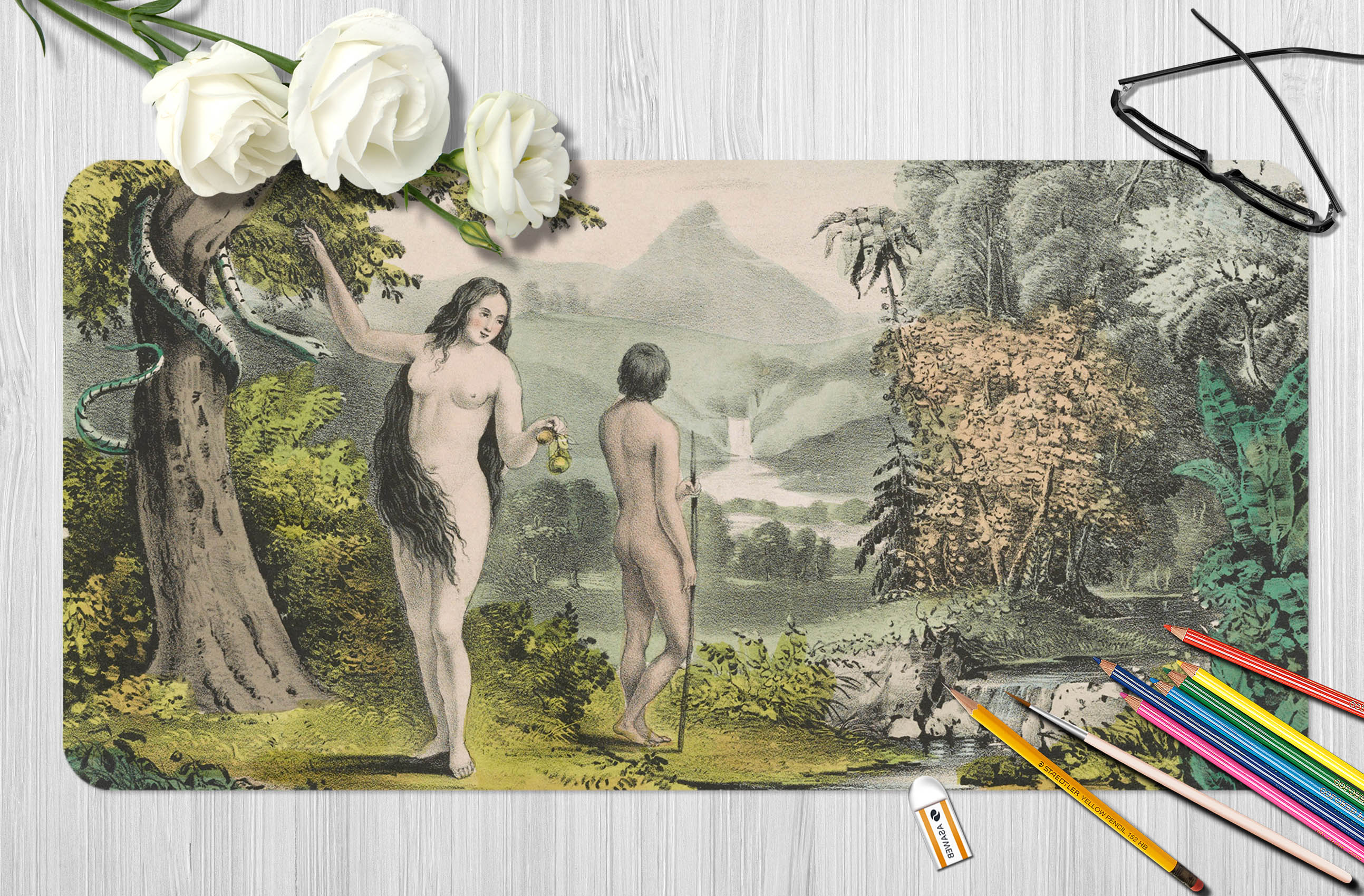 3D Forest Woman 155 Andrea Haase Desk Mat