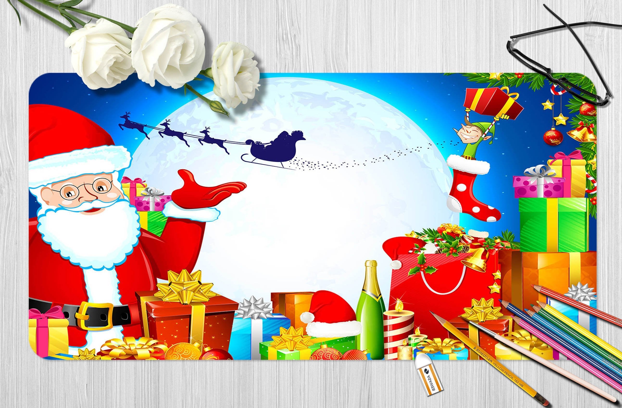 3D Gift Bell Christmas 022 Desk Mat Mat AJ Creativity Home 