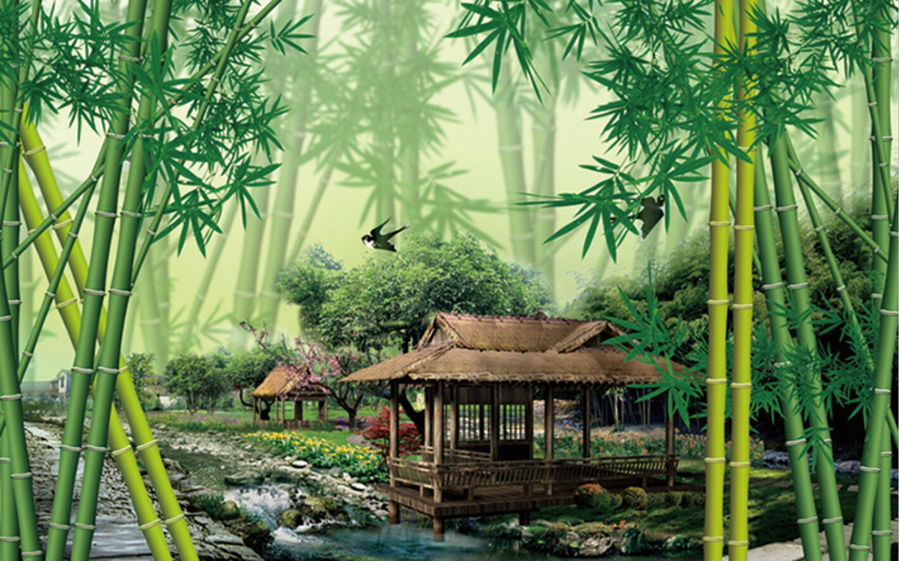 3D Bamboo Forest 109 Wallpaper AJ Wallpaper 