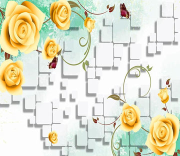 3D Orange Flower Butterfly 87 Wallpaper AJ Wallpaper 