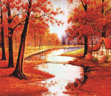 3D Red Maple Forest Slim River 767 Wallpaper AJ Wallpaper 2 