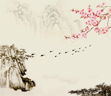 3D Cherry Flower Swallow 09 Wallpaper AJ Wallpaper 