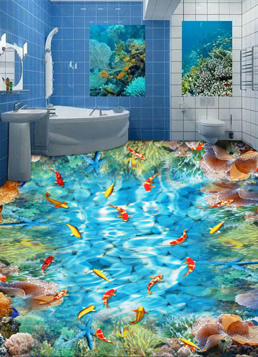 3D Pond Koi 389 Floor Mural  Wallpaper Murals Rug & Mat Print Epoxy waterproof bath floor