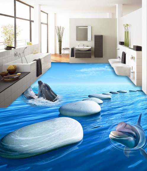 3D White Sea Stones 390 Floor Mural  Wallpaper Murals Rug & Mat Print Epoxy waterproof bath floor