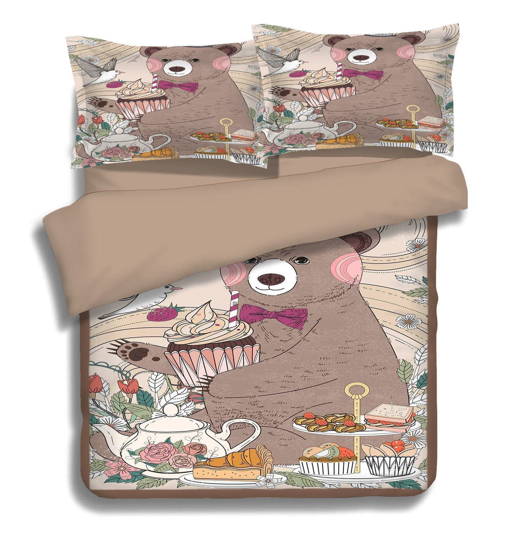 3D Brown Bear 043 Bed Pillowcases Quilt Wallpaper AJ Wallpaper 