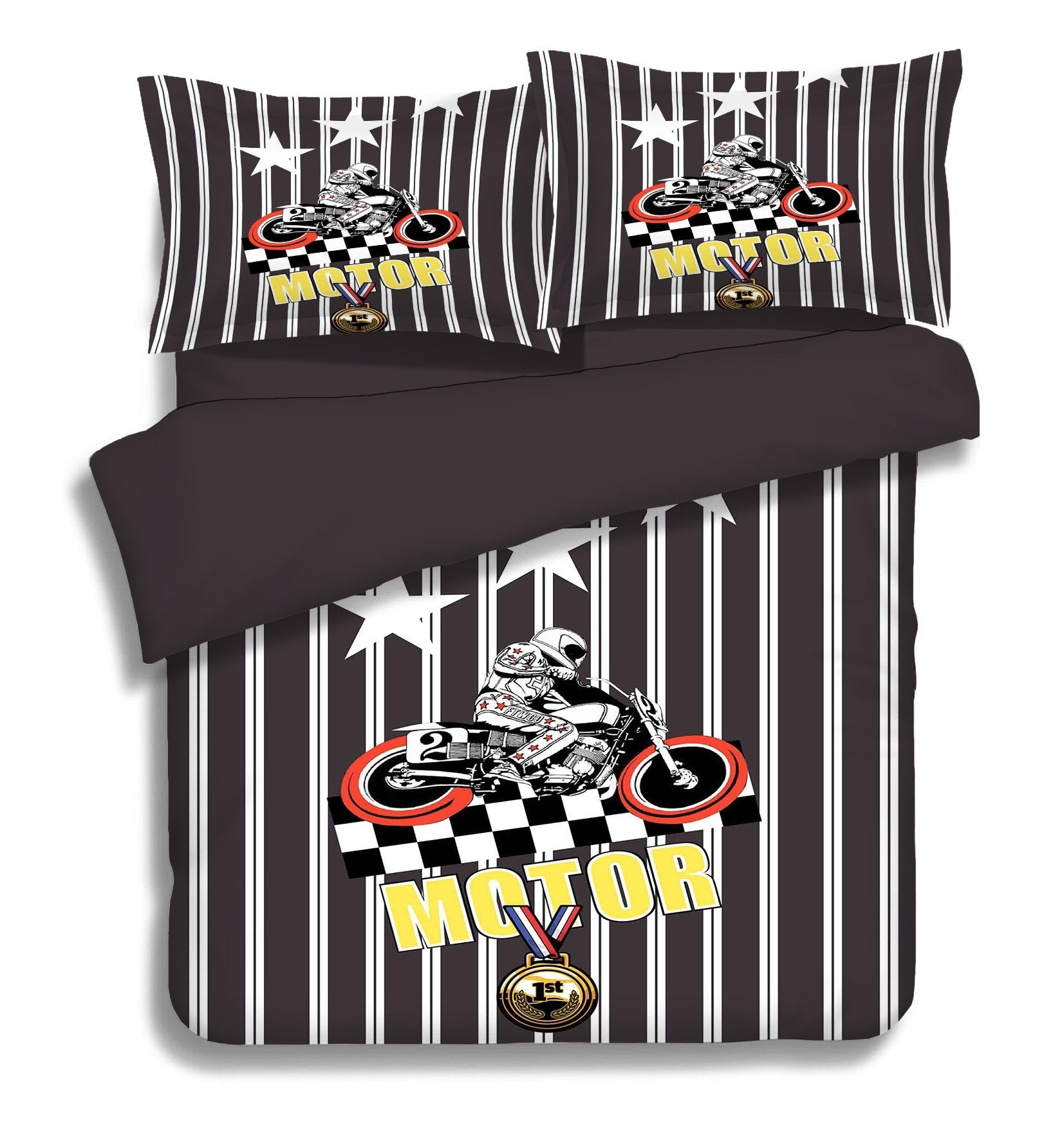 3D Motorcyclist Stripes 313 Bed Pillowcases Quilt Wallpaper AJ Wallpaper 