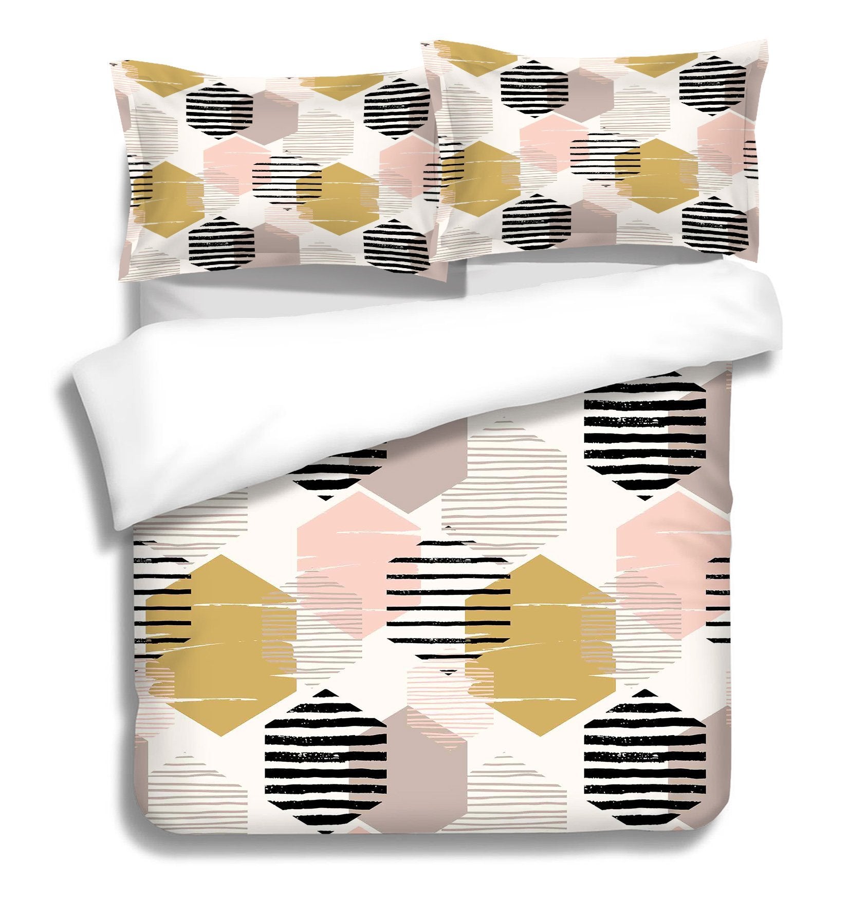 3D Hexagon Pattern 066 Bed Pillowcases Quilt Wallpaper AJ Wallpaper 
