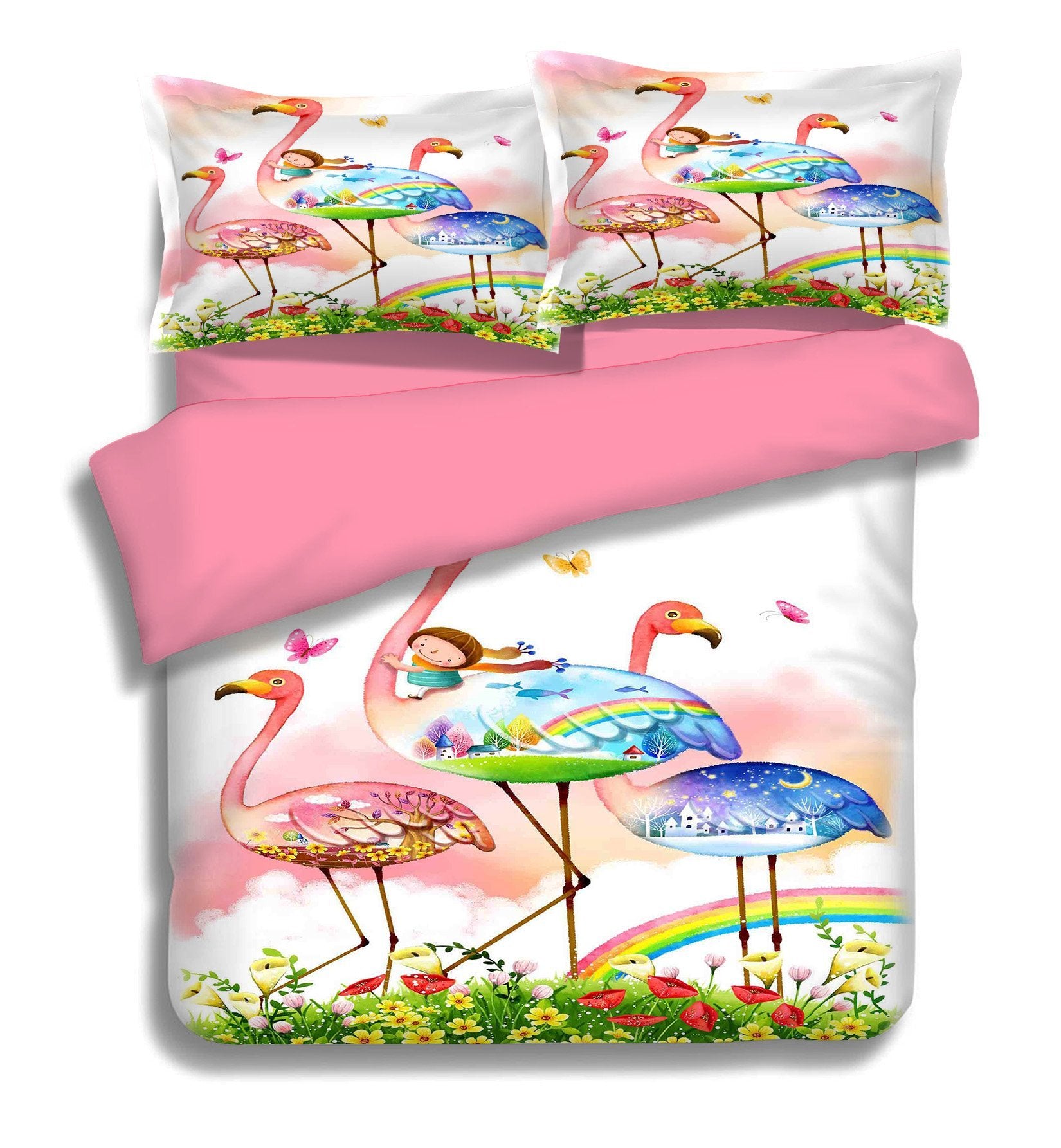 3D Flamingo Painting 040 Bed Pillowcases Quilt Wallpaper AJ Wallpaper 