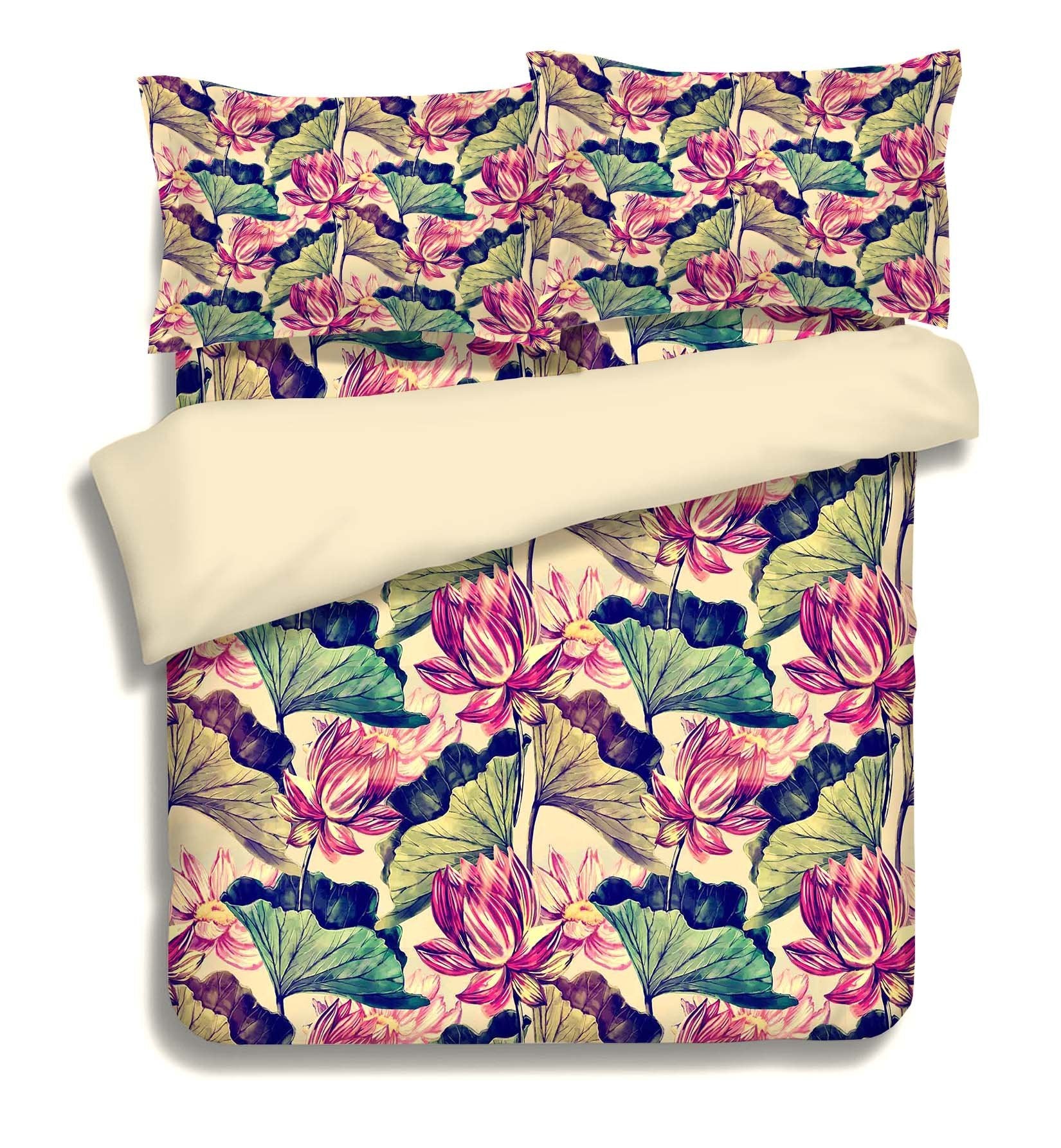 3D Lotus Flowers Painting 42 Bed Pillowcases Quilt Wallpaper AJ Wallpaper 