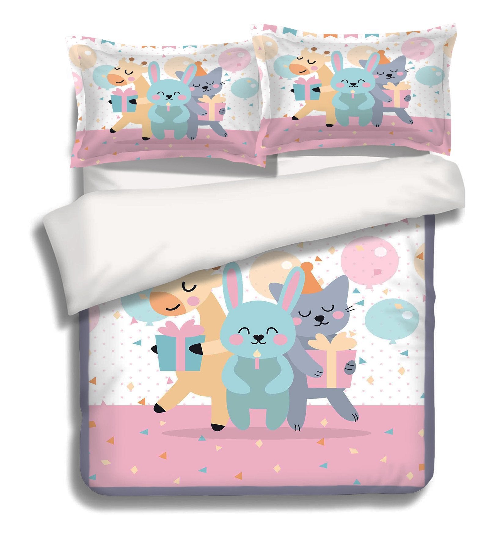 3D Animal Party 056 Bed Pillowcases Quilt Wallpaper AJ Wallpaper 