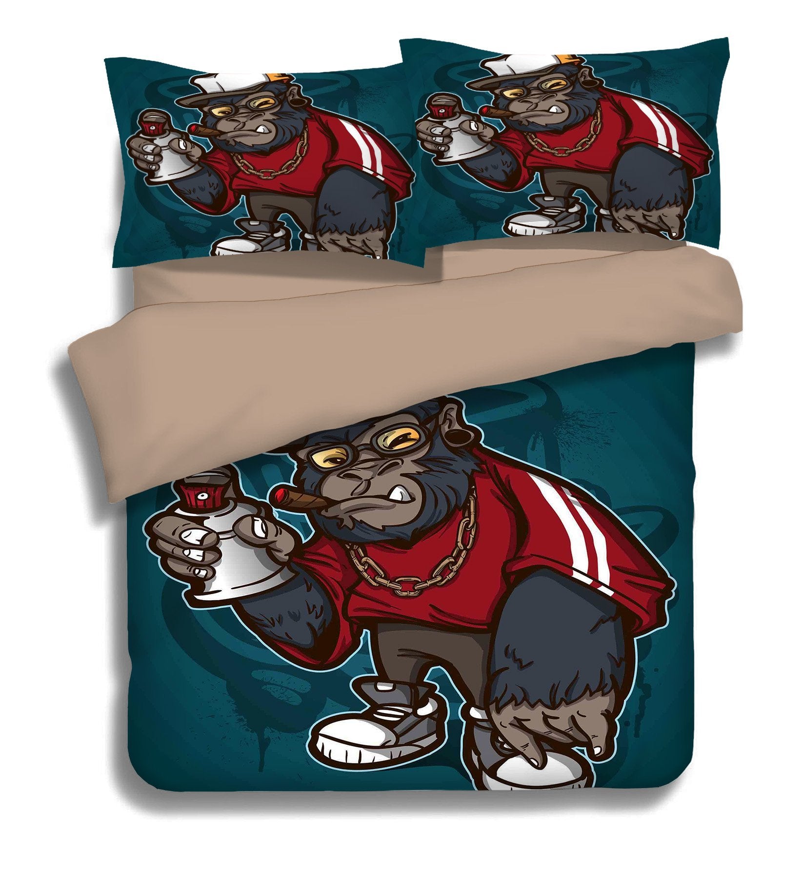 3D Orangutan Smoking 121 Bed Pillowcases Quilt Wallpaper AJ Wallpaper 