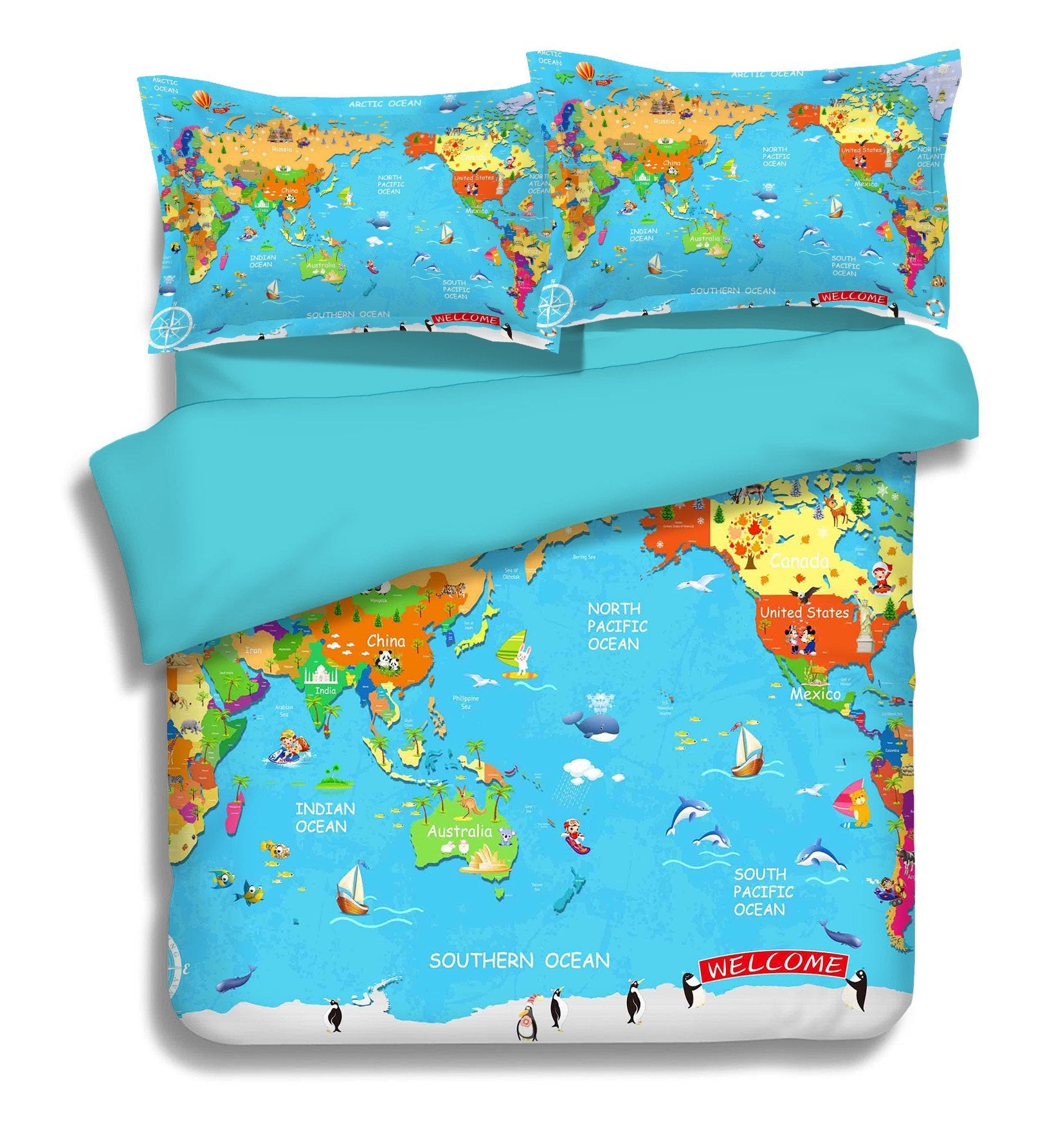 3D Colored World Map 353 Bed Pillowcases Quilt Wallpaper AJ Wallpaper 