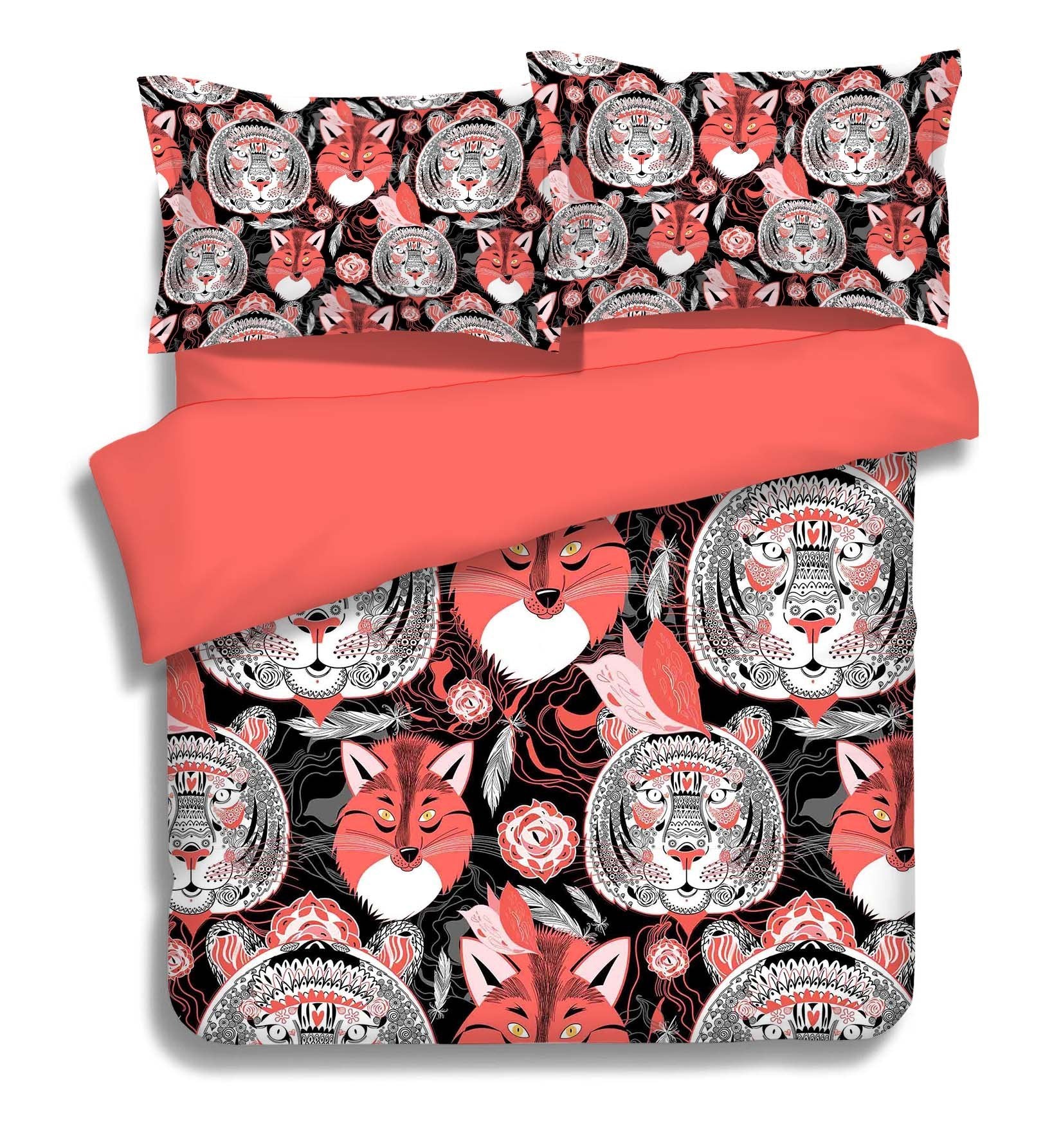 3D Tigers Foxes Pattern 314 Bed Pillowcases Quilt Wallpaper AJ Wallpaper 