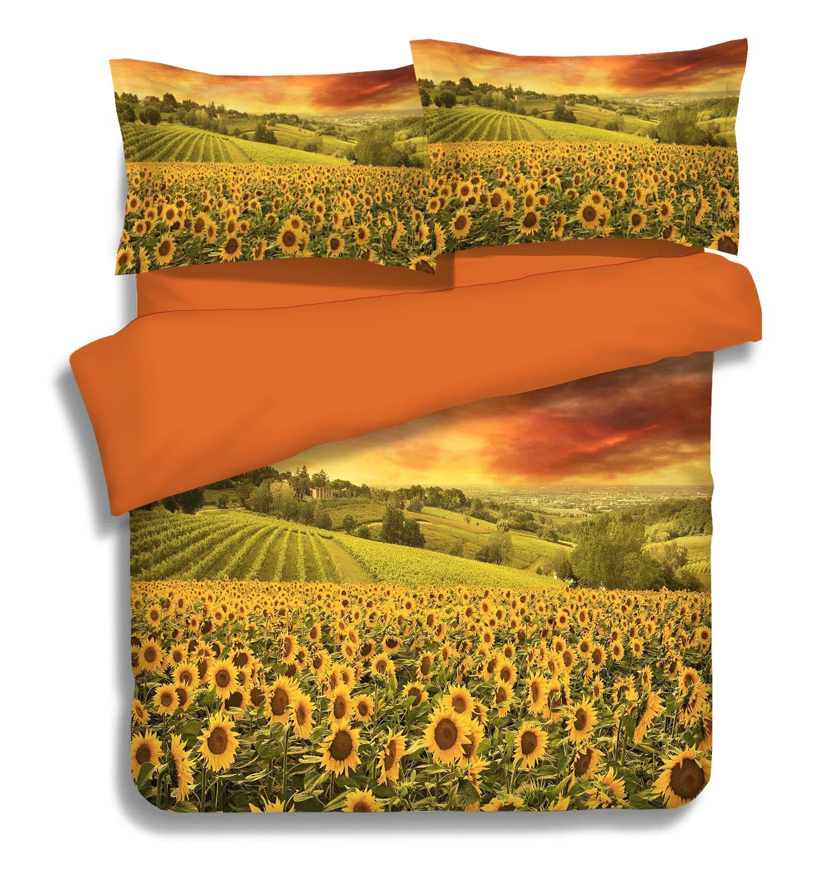 3D Sunflowers Field Sunset 250 Bed Pillowcases Quilt Wallpaper AJ Wallpaper 