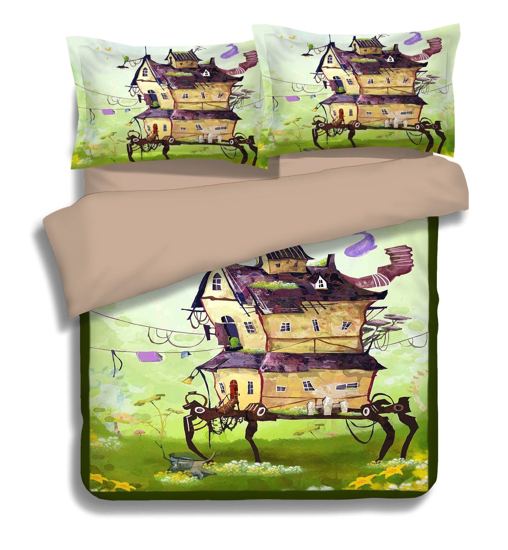 3D Cartoon House 032 Bed Pillowcases Quilt Wallpaper AJ Wallpaper 