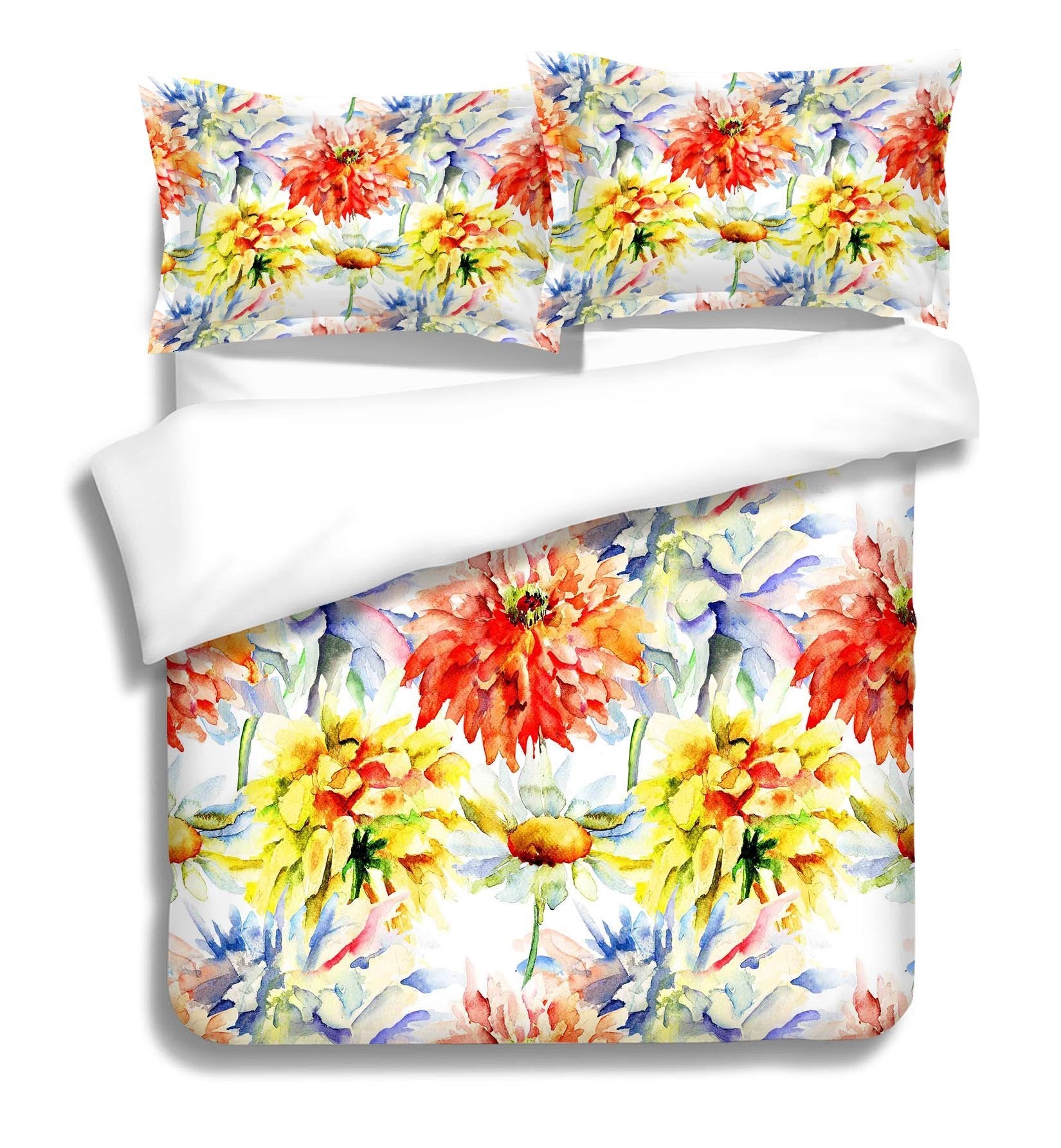3D Watercolor Flowers 349 Bed Pillowcases Quilt Wallpaper AJ Wallpaper 