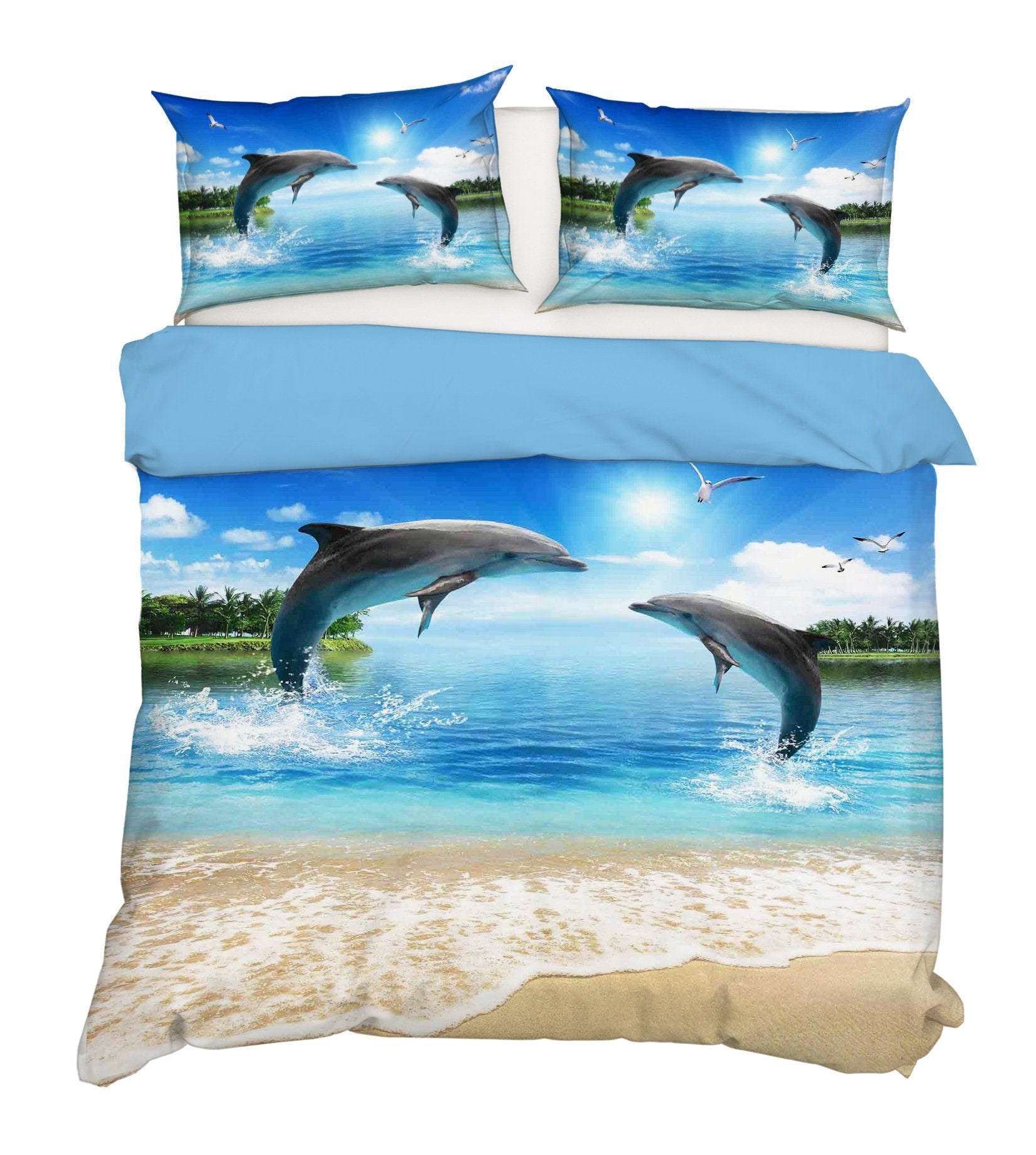 3D Dolphin Seagull 214 Bed Pillowcases Quilt Wallpaper AJ Wallpaper 