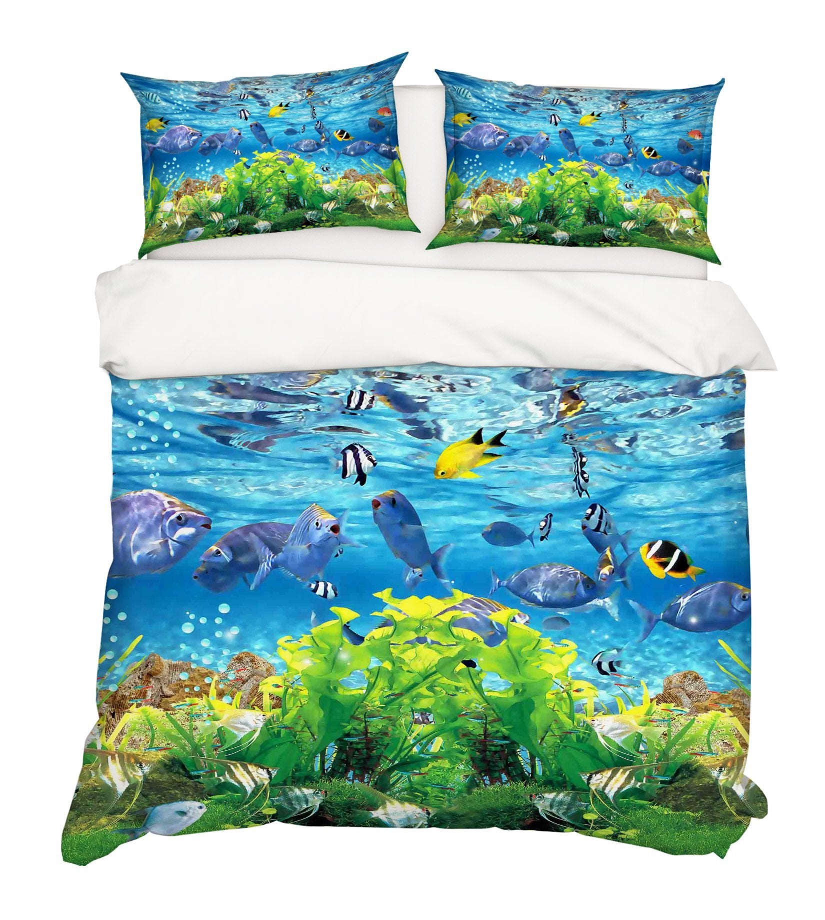 3D Seaweed Fish School 198 Bed Pillowcases Quilt Wallpaper AJ Wallpaper 