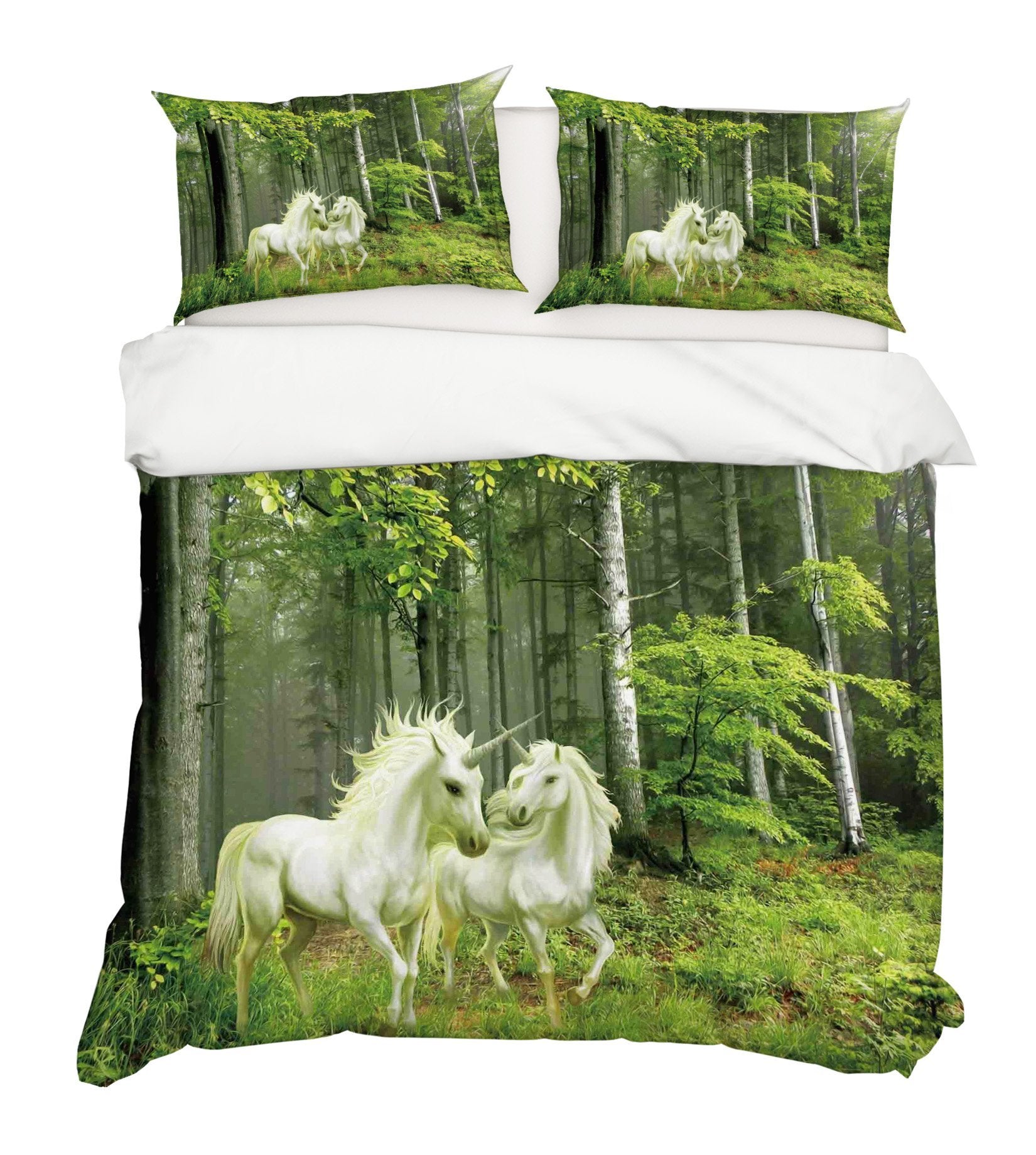 3D Unicorn Forest 070 Bed Pillowcases Quilt Wallpaper AJ Wallpaper 
