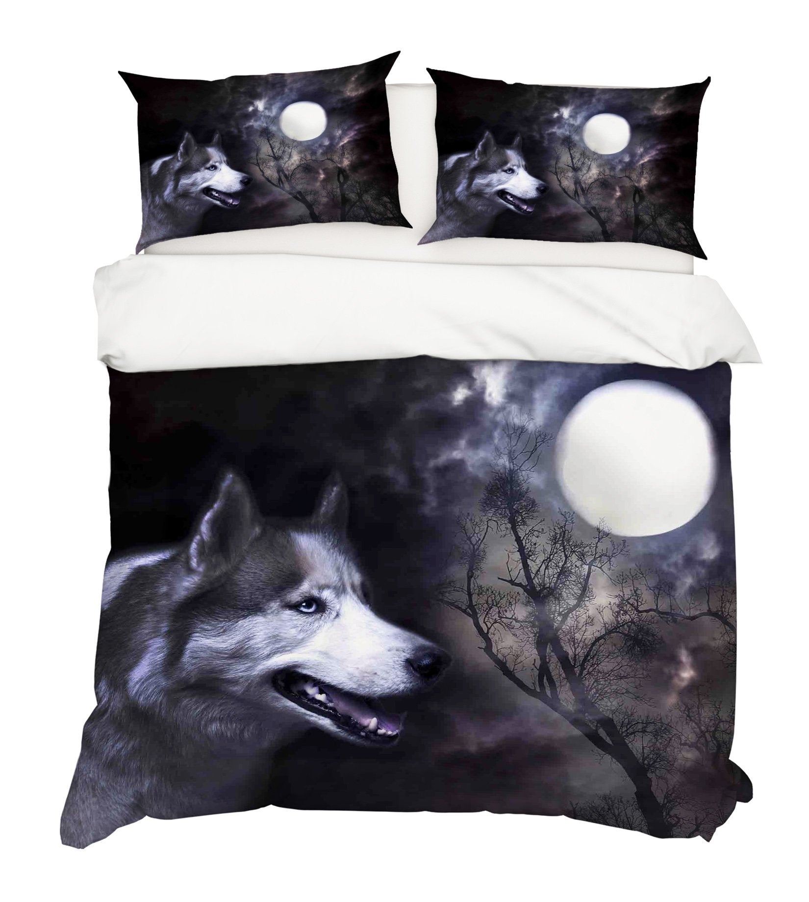 3D Moon Wolf 150 Bed Pillowcases Quilt Wallpaper AJ Wallpaper 