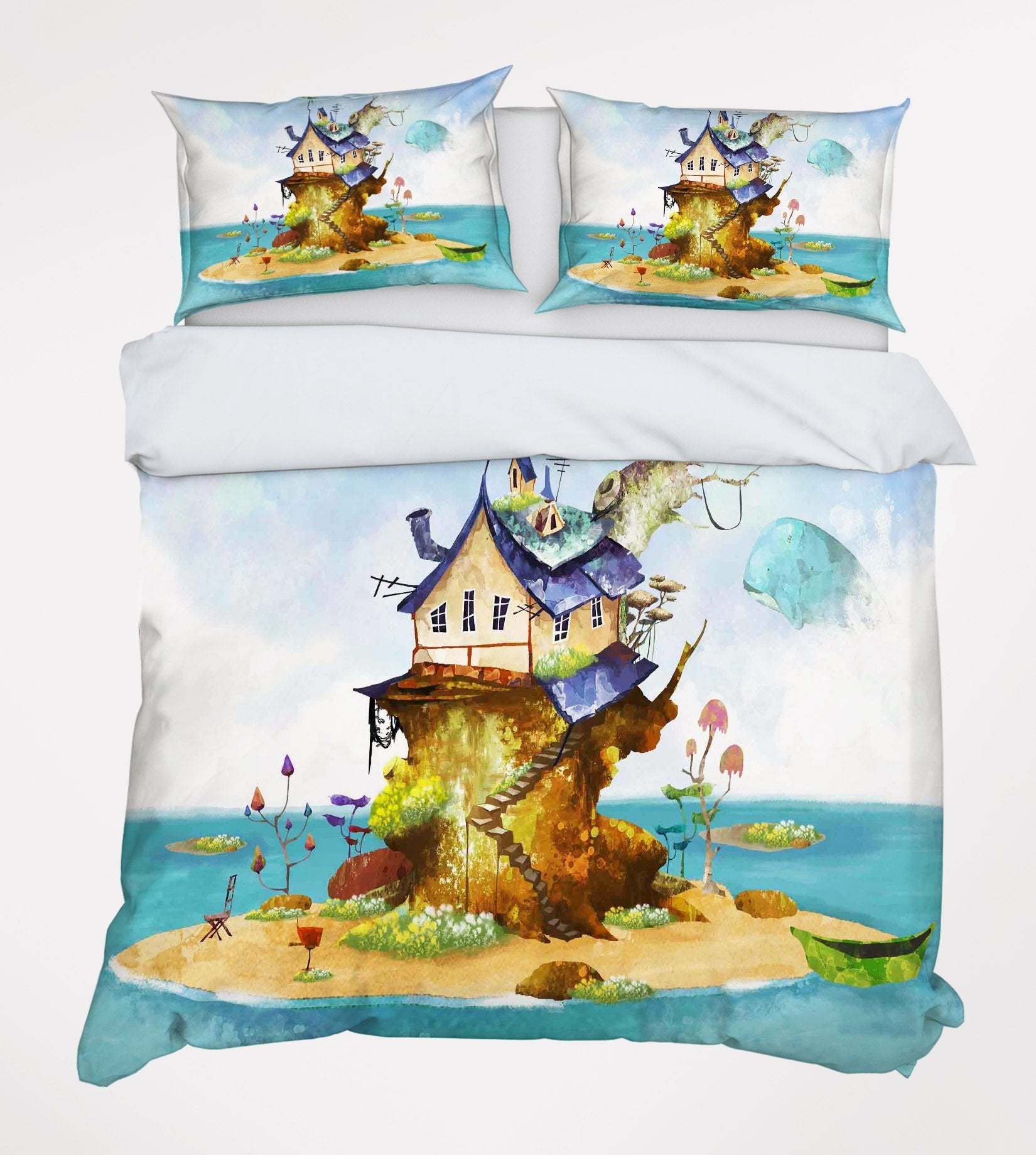 3D Sea Island House 337 Bed Pillowcases Quilt Wallpaper AJ Wallpaper 
