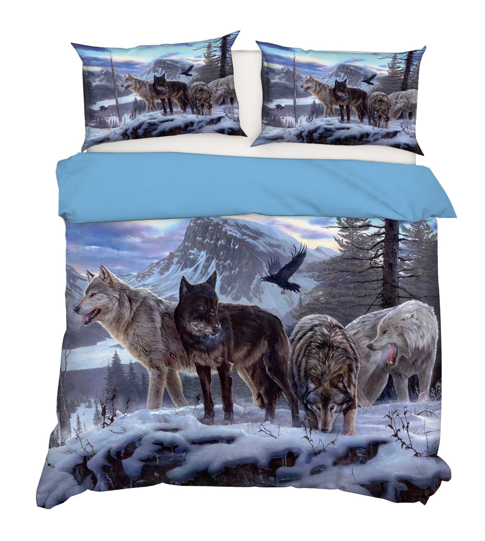 3D Wolf Mountain 083 Bed Pillowcases Quilt Wallpaper AJ Wallpaper 