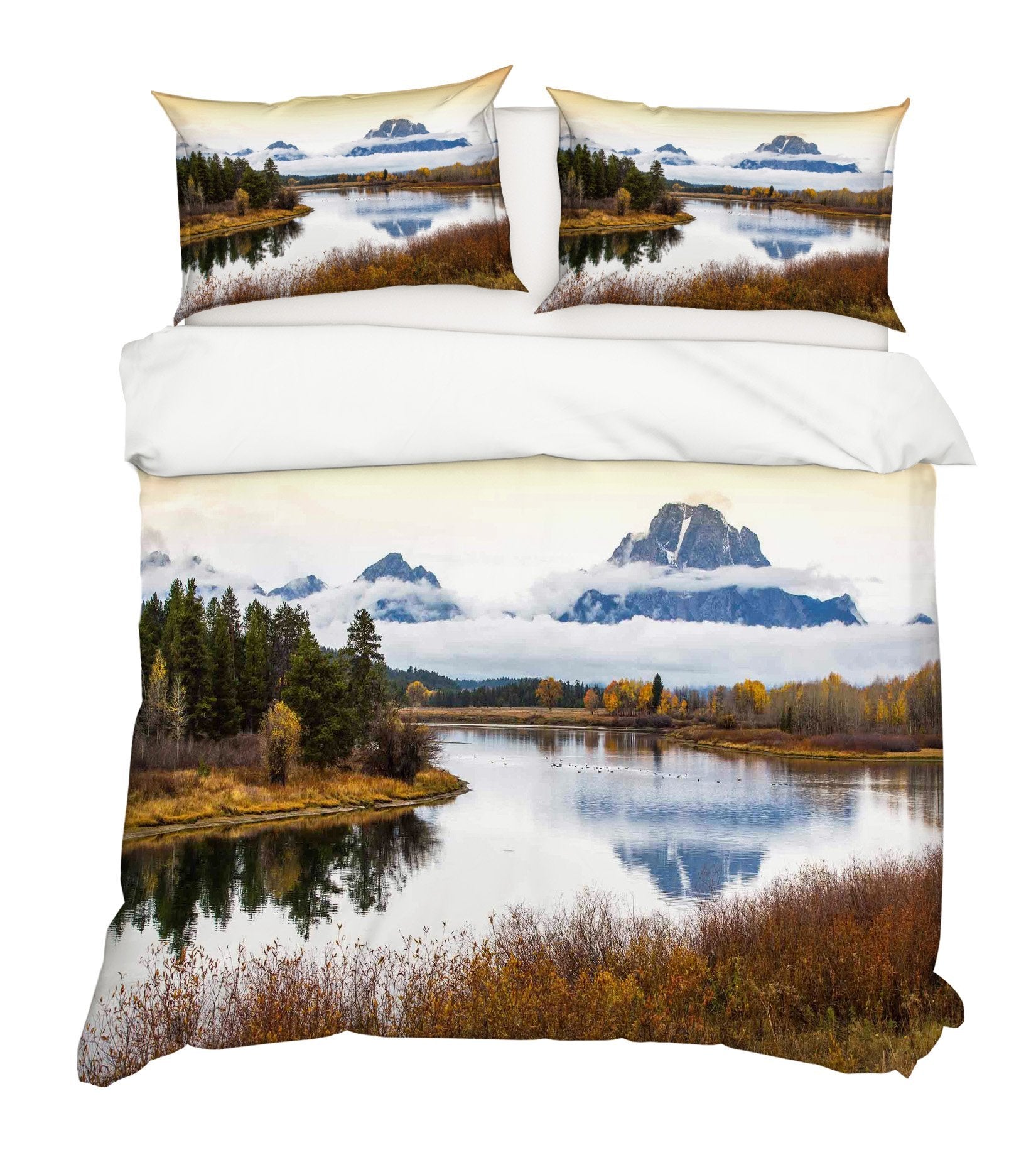3D River Mountain 230 Bed Pillowcases Quilt Wallpaper AJ Wallpaper 