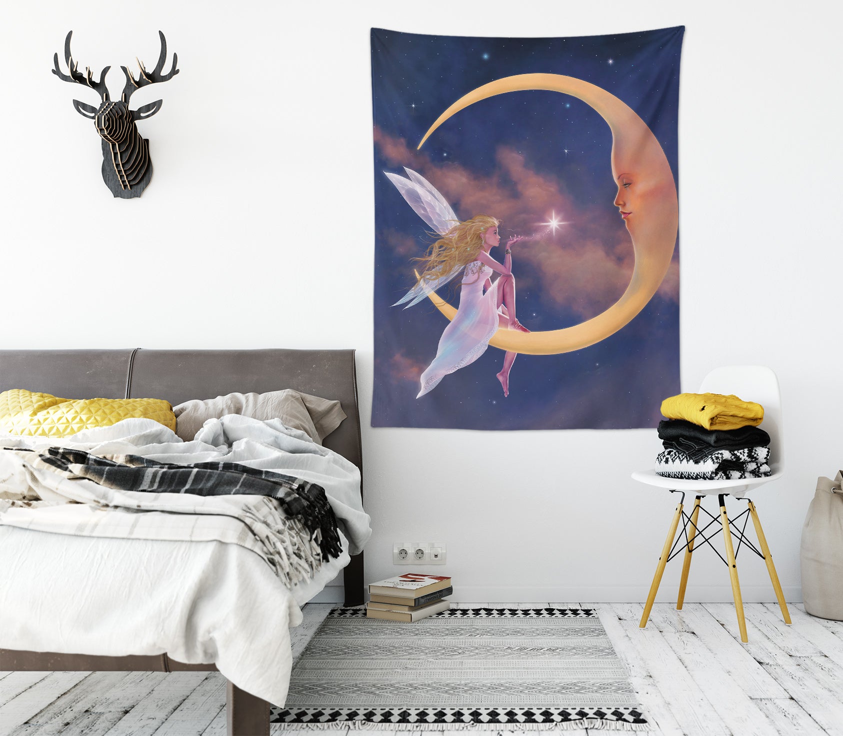 3D Moon Girl 11735 Vincent Tapestry Hanging Cloth Hang