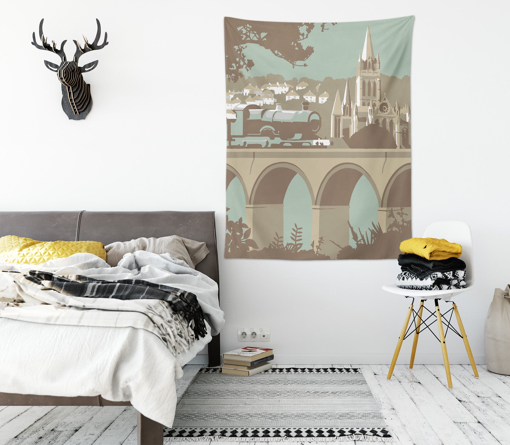 3D Train Bridge 5394 Steve Read Tapestry Hanging Cloth Hang