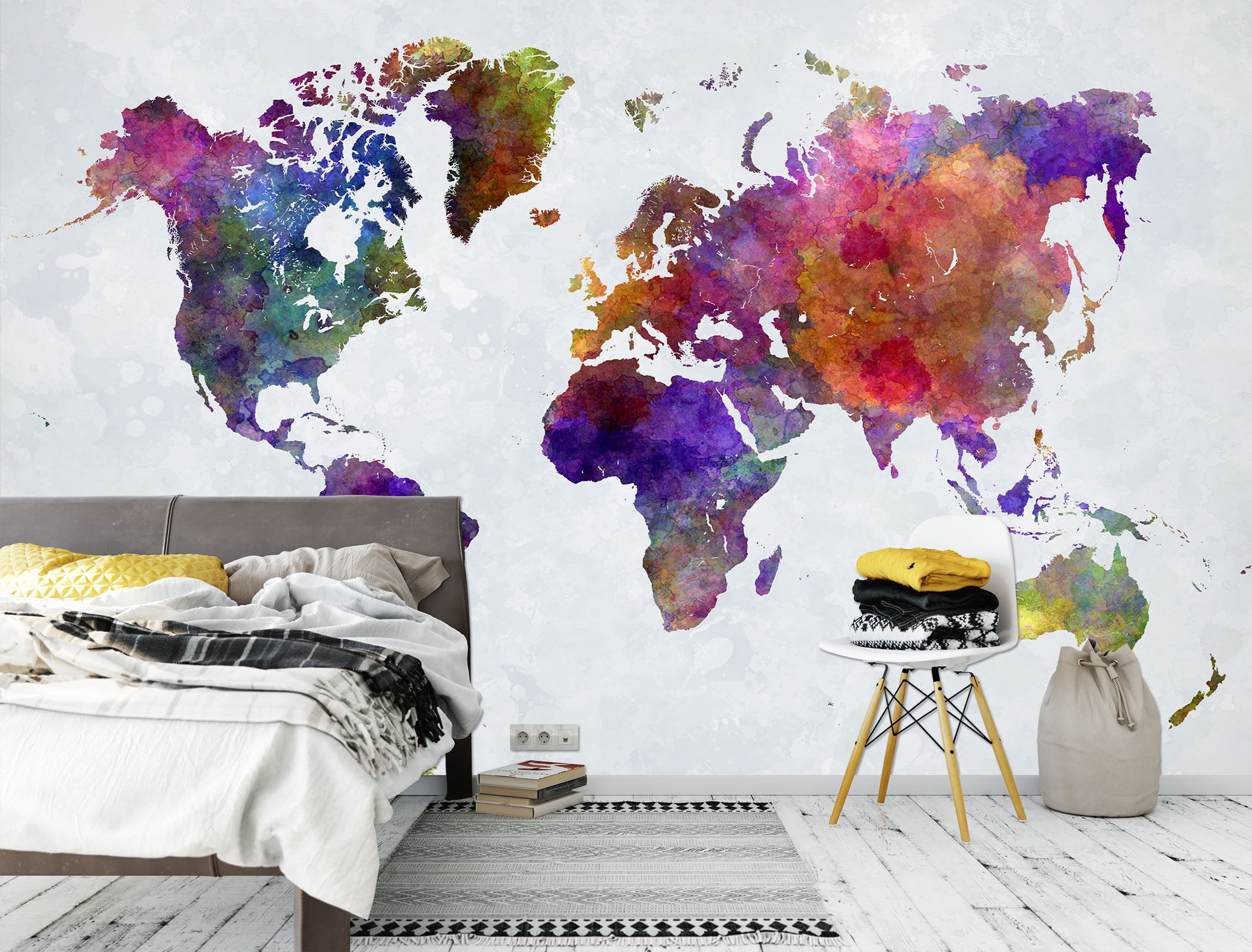 3D Color Painting 2011 World Map Wall Murals