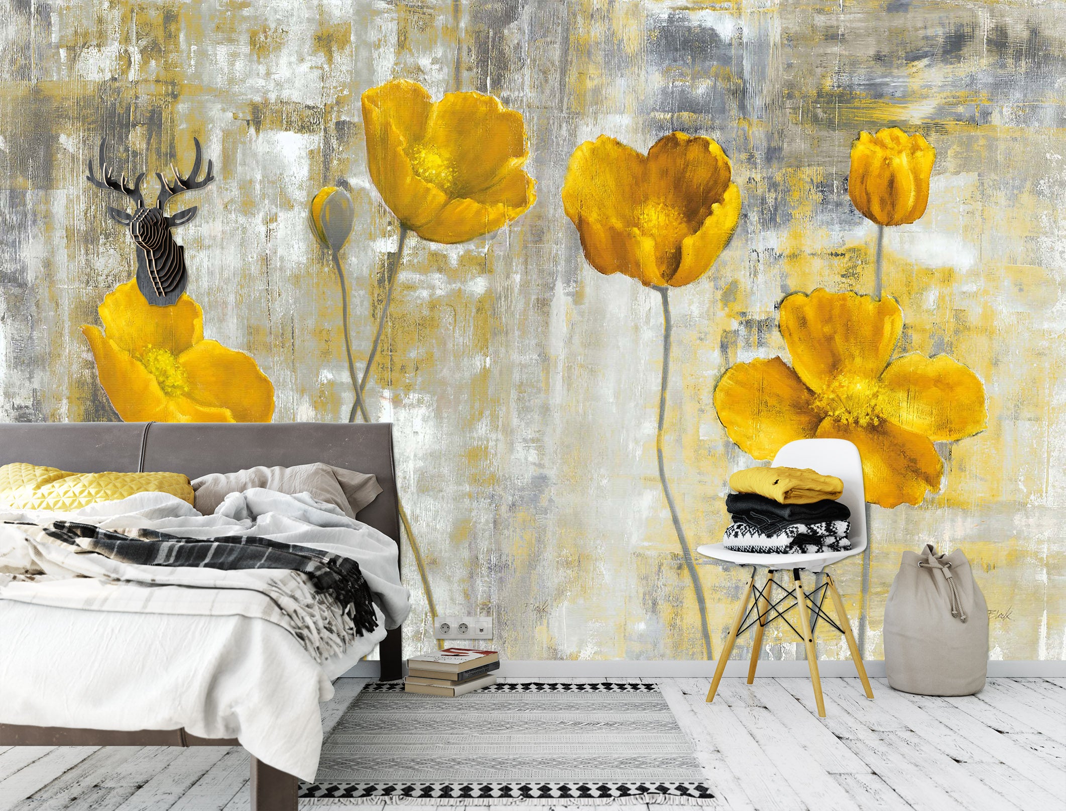 3D Golden Flowers 2065 Wall Murals