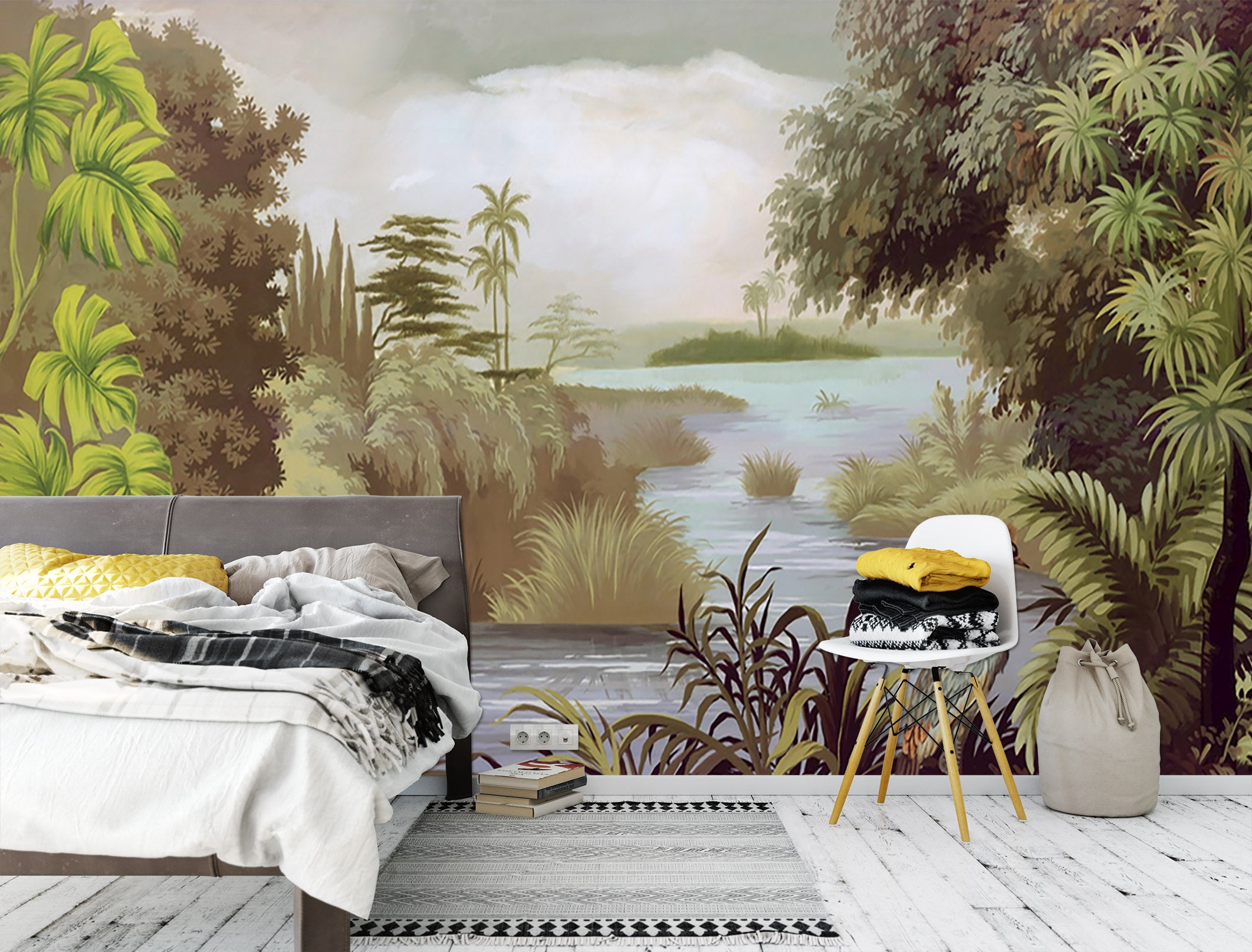 3D Peacock River Forest 1504 Wall Murals