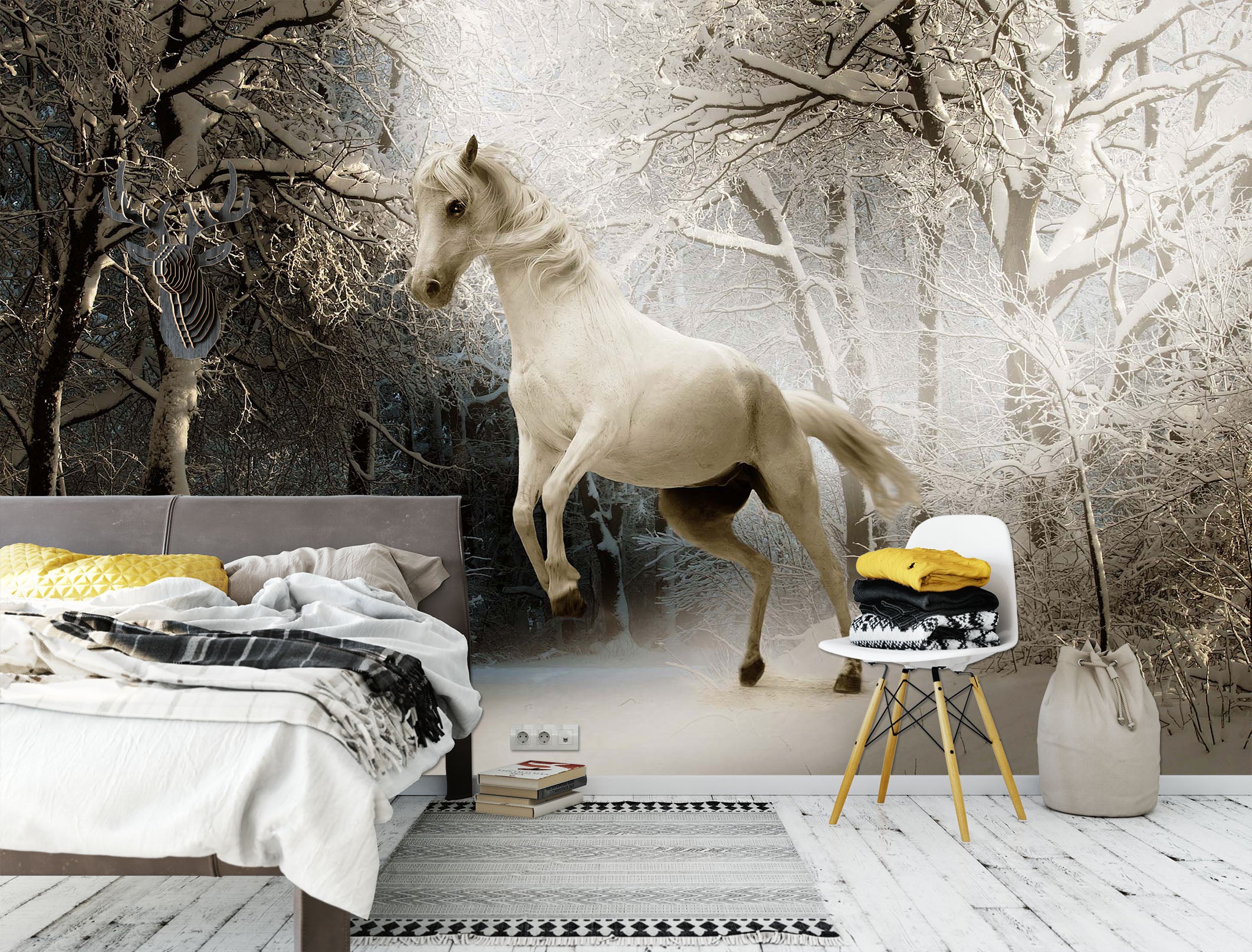 3D Snow White Horse 1747 Wall Murals