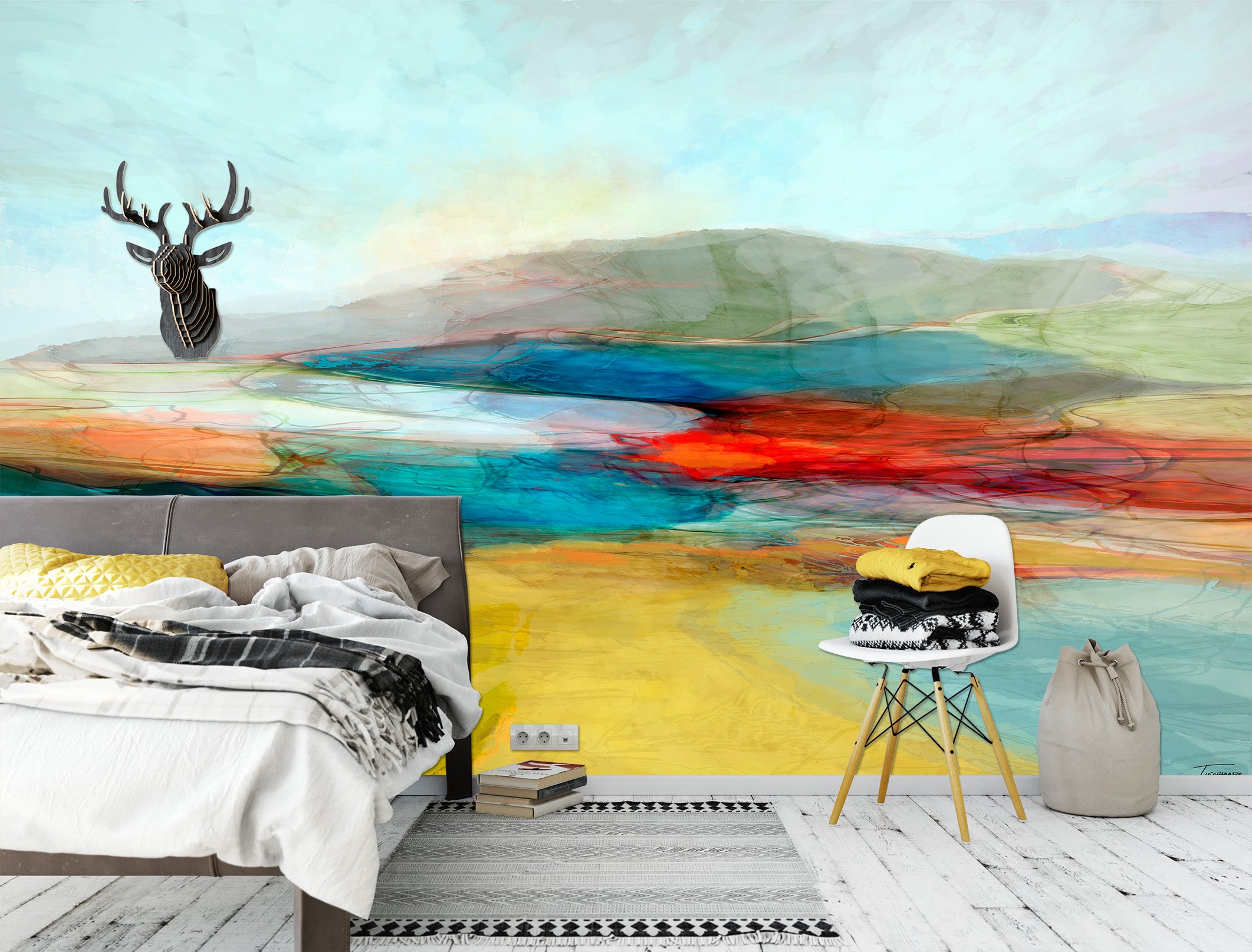 3D Colored Lake 1547 Michael Tienhaara Wall Mural Wall Muralss