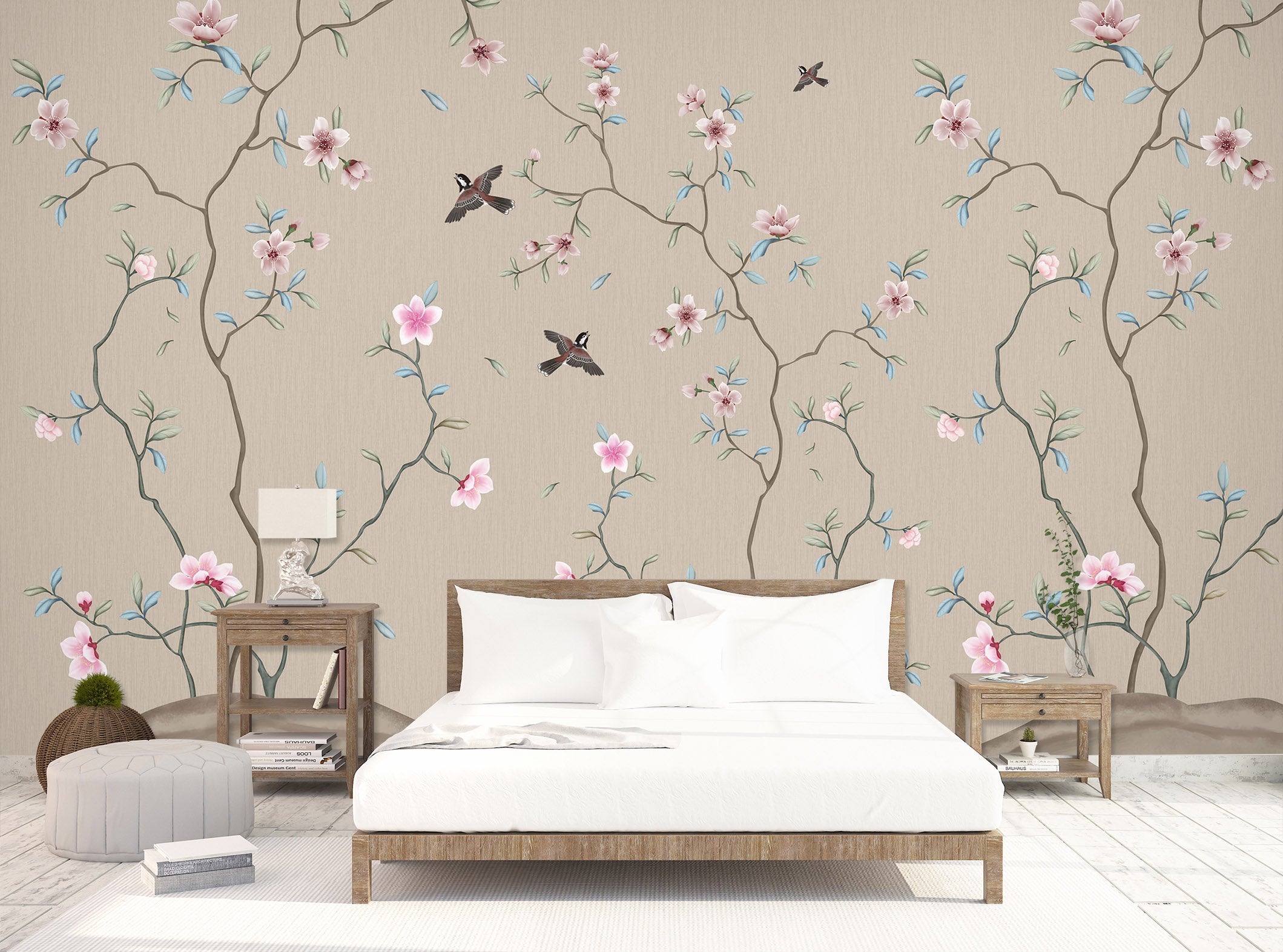 3D Flower Bird 1453 Wall Murals