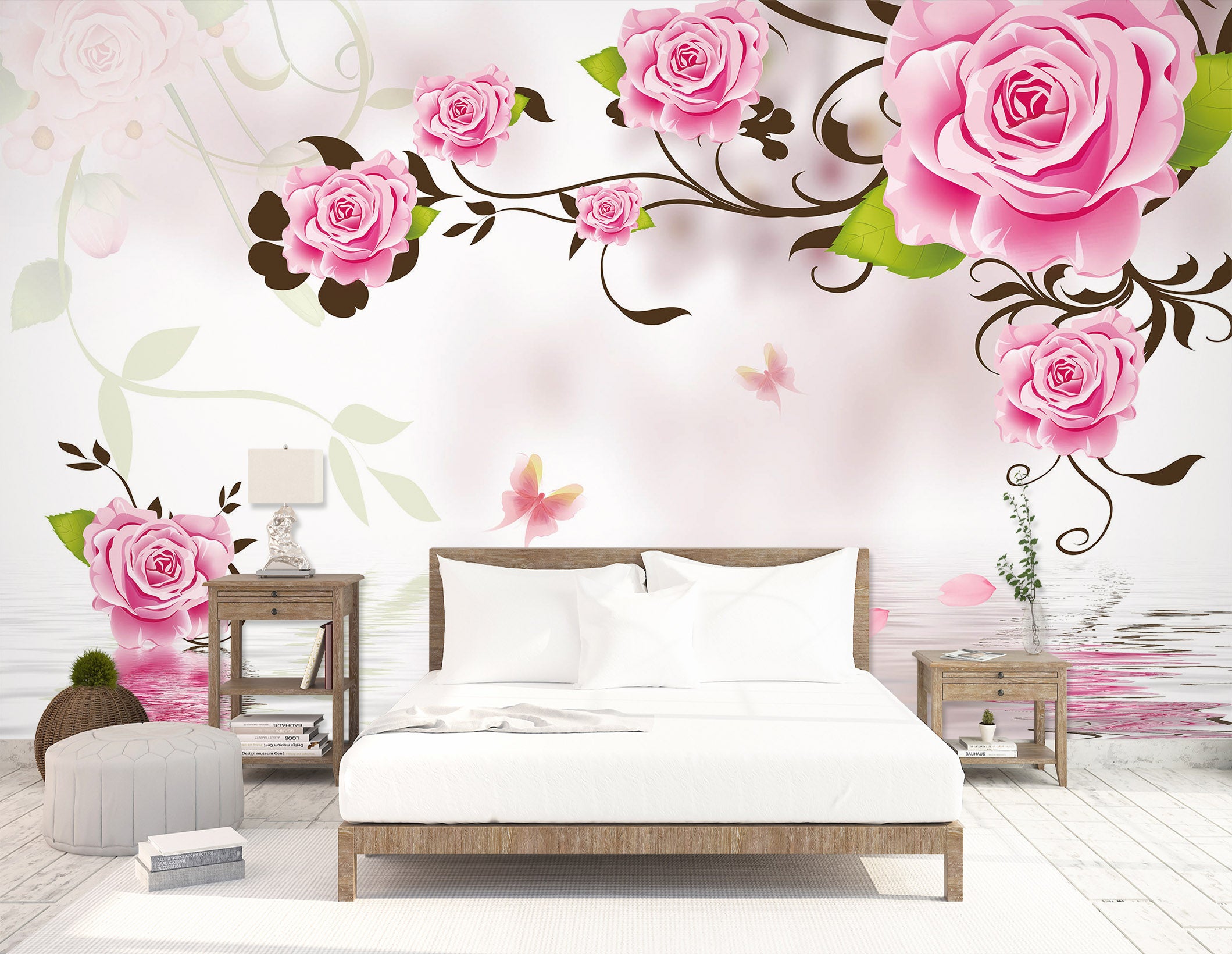 3D Pink Rose 1700 Wall Murals