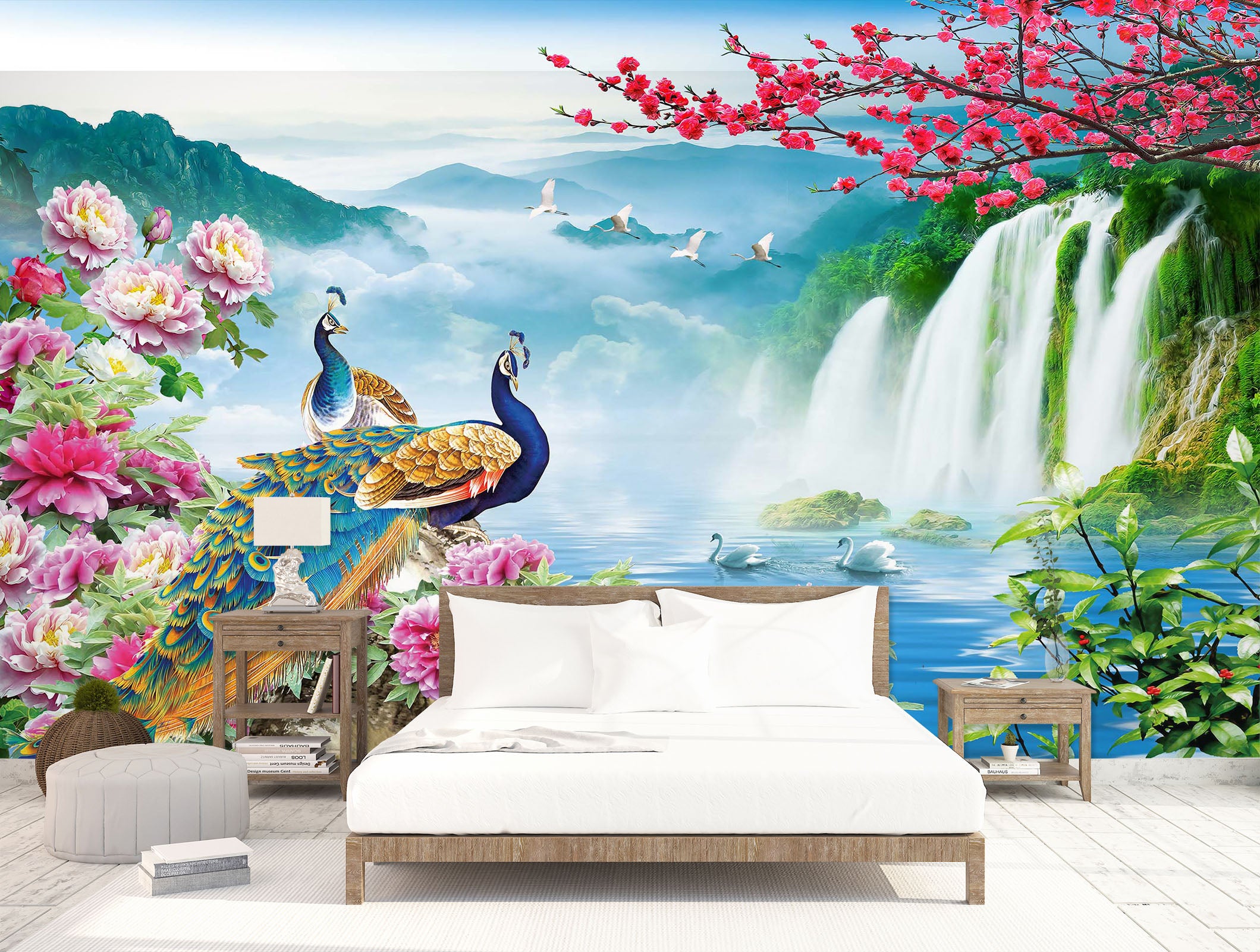 3D Peacock Valley 1622 Wall Murals