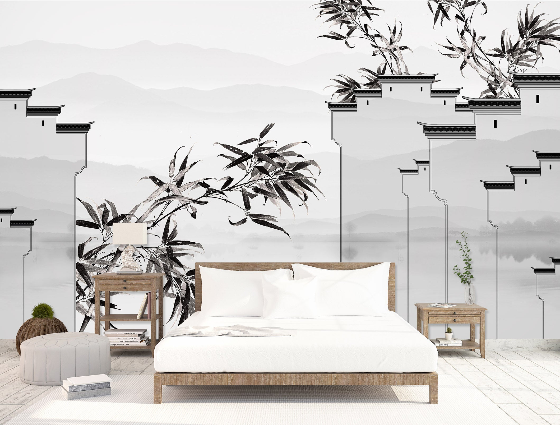 3D Black Bamboo Forest 1596 Wall Murals
