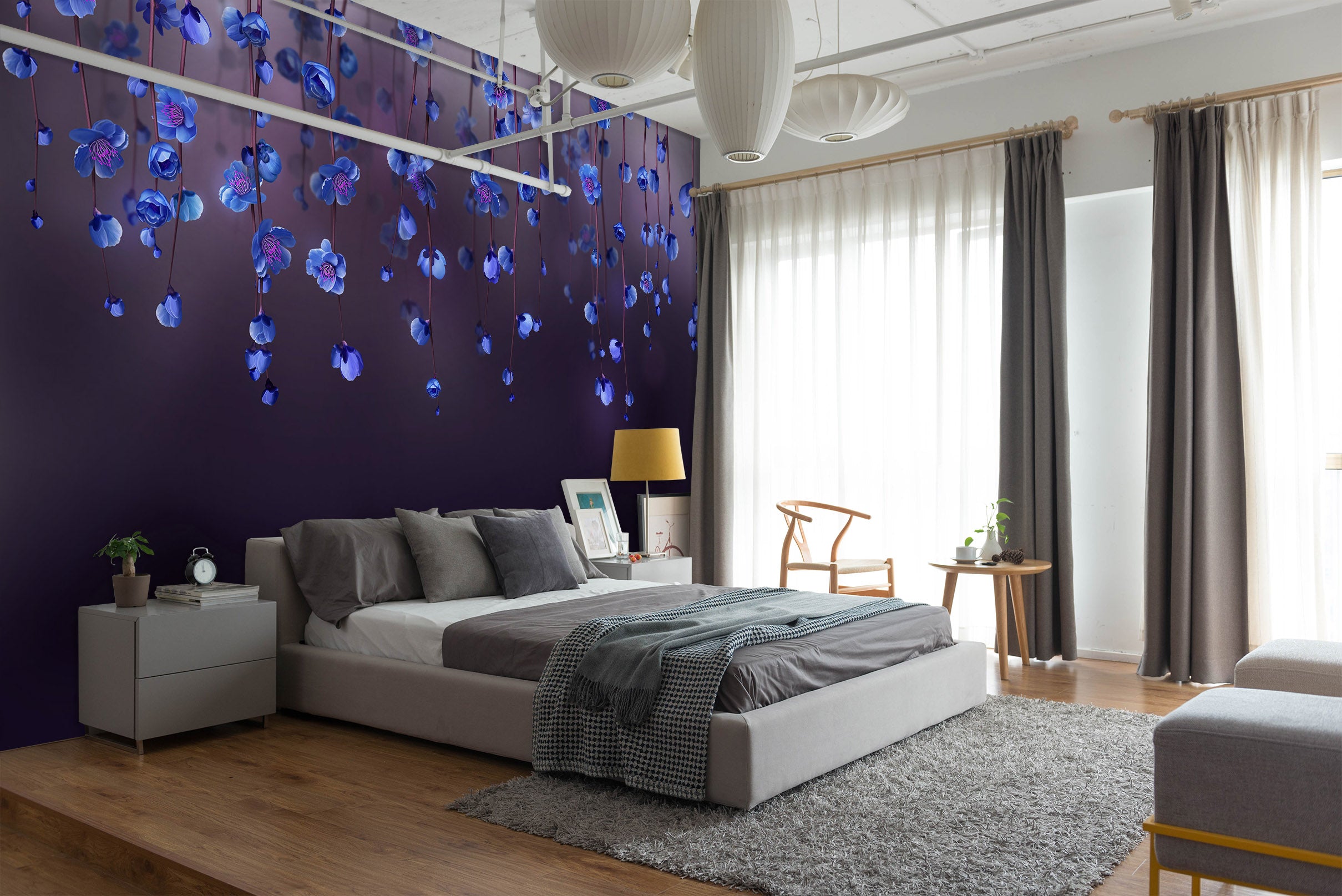 3D Purple Flower Vine 1759 Wall Murals