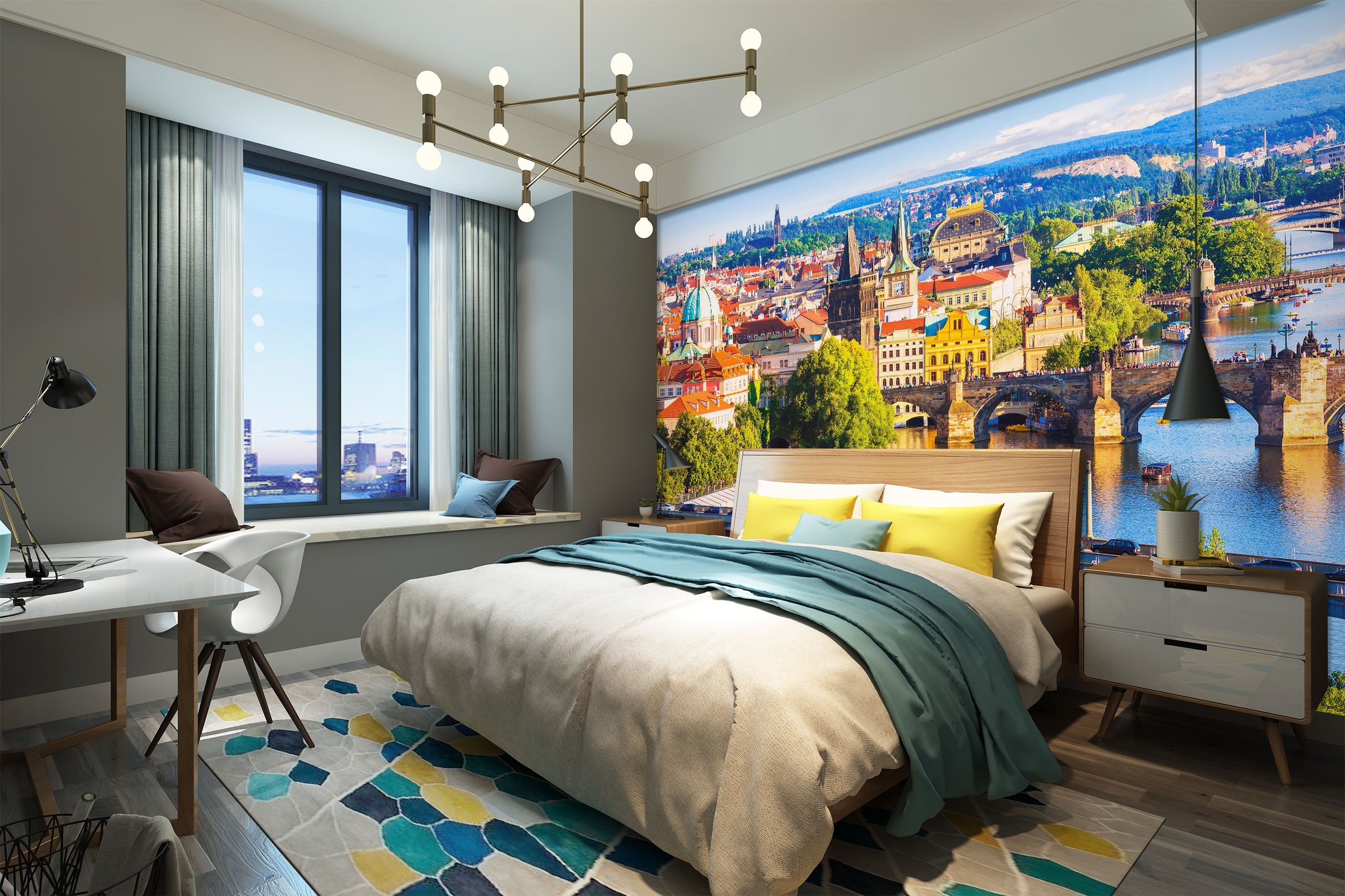 3D Small Town Scenery 1743 Wall Murals