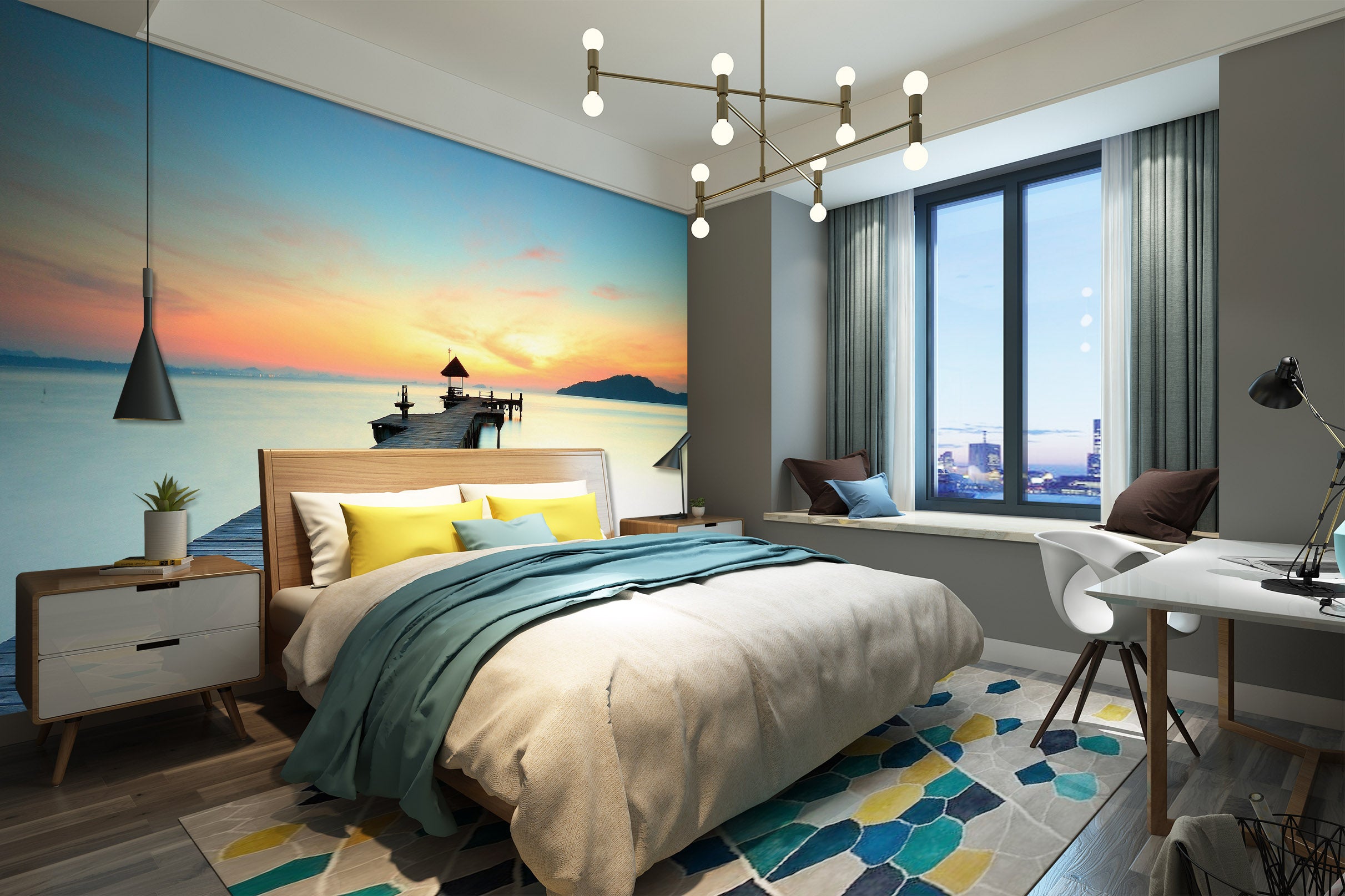 3D Sea Bridge 025 Wall Murals