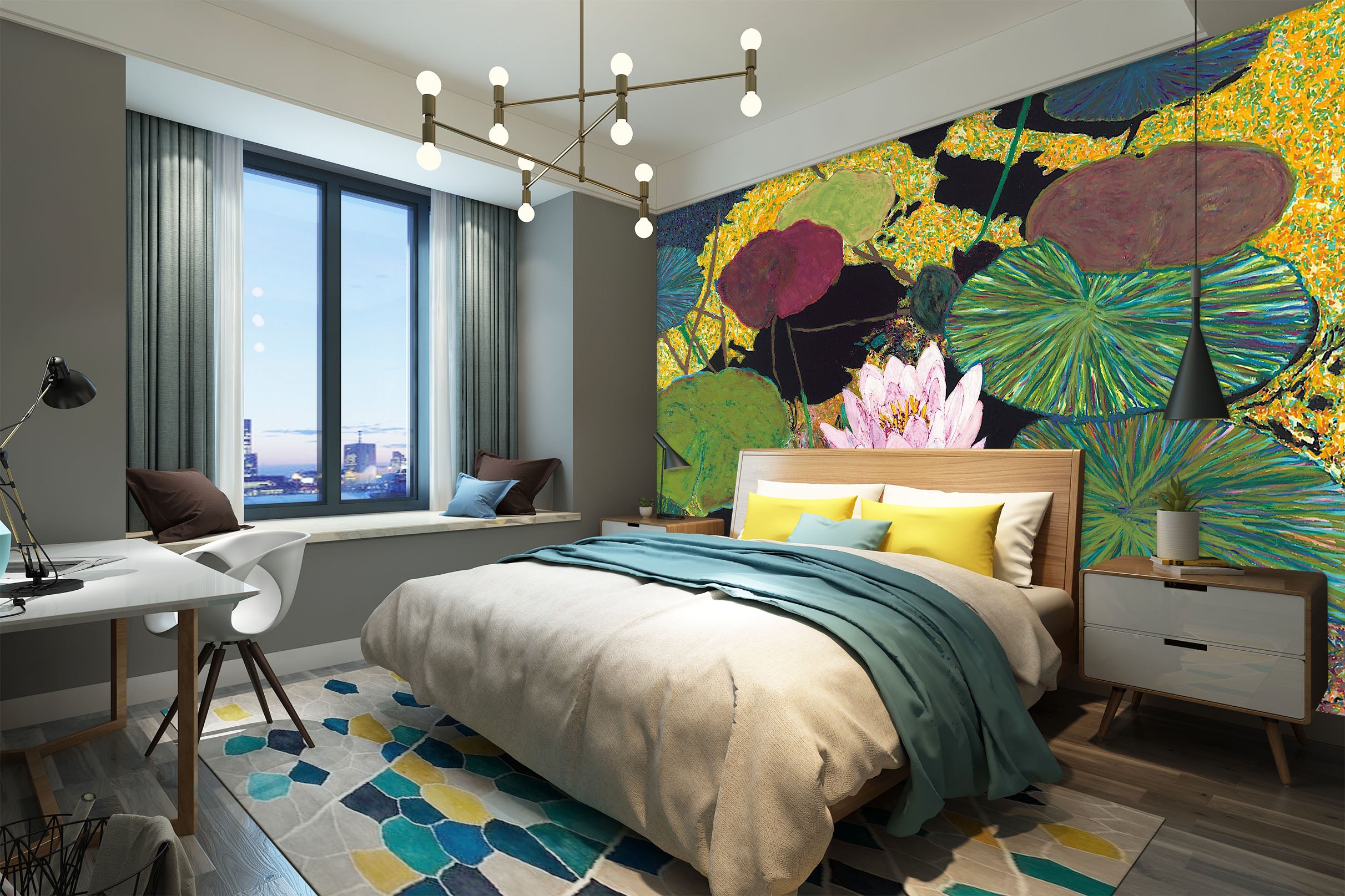 3D Autumn Lotus 250 Allan P. Friedlander Wall Mural Wall Murals